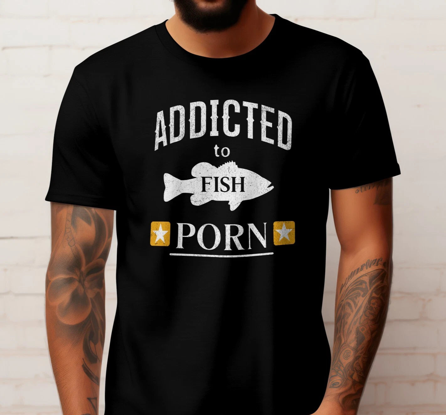 Addicted to Fish Porn Men's T-shirt Fisherman Funny Gift