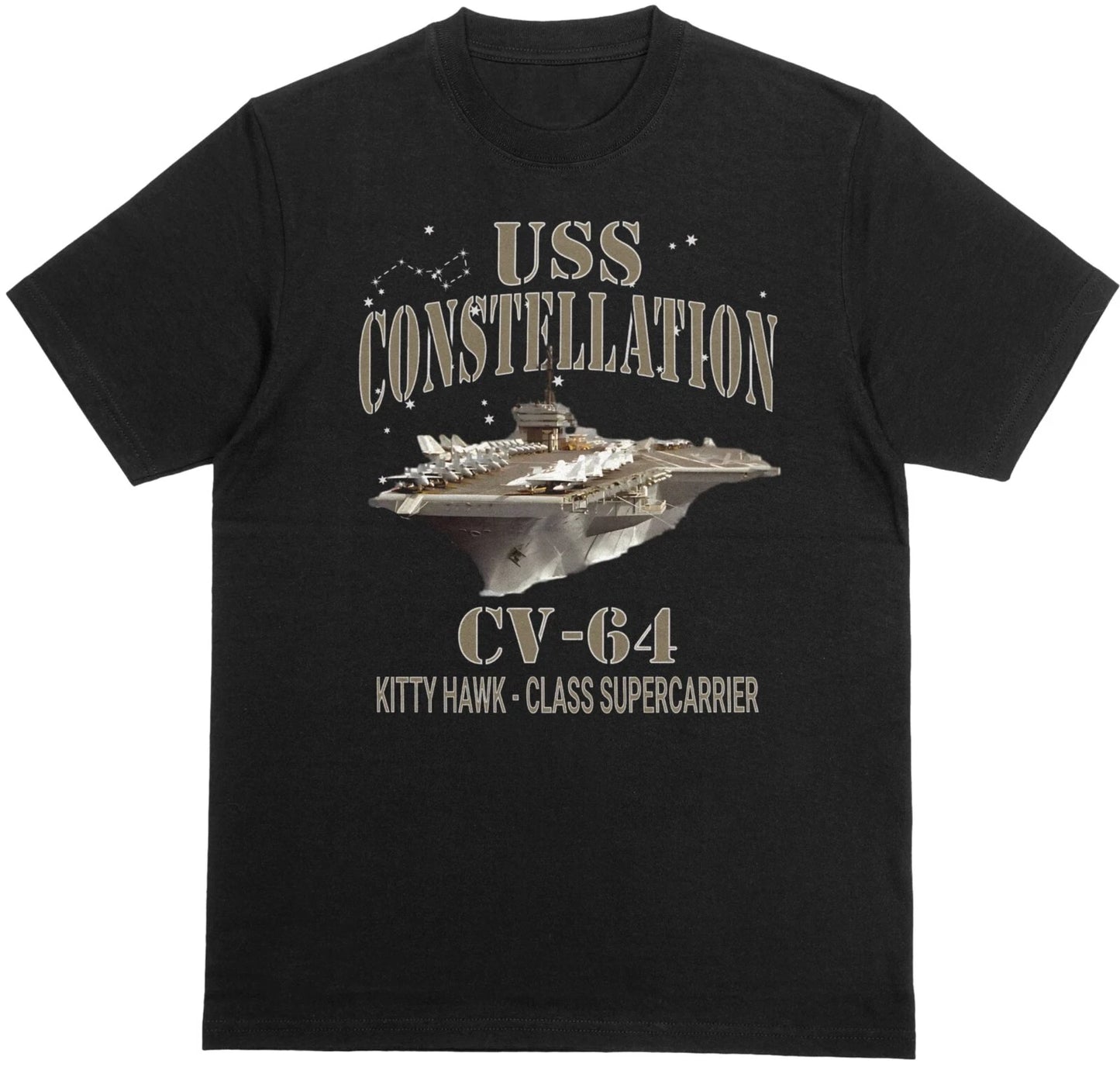 USS Constellation CV-64 T-shirt Unisex 100% Cotton Black