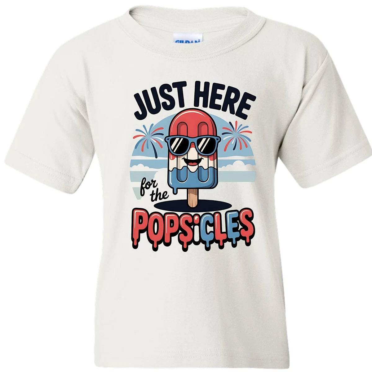 Just Here For The Popsicles Kids T-shirt 4th of July Celebration