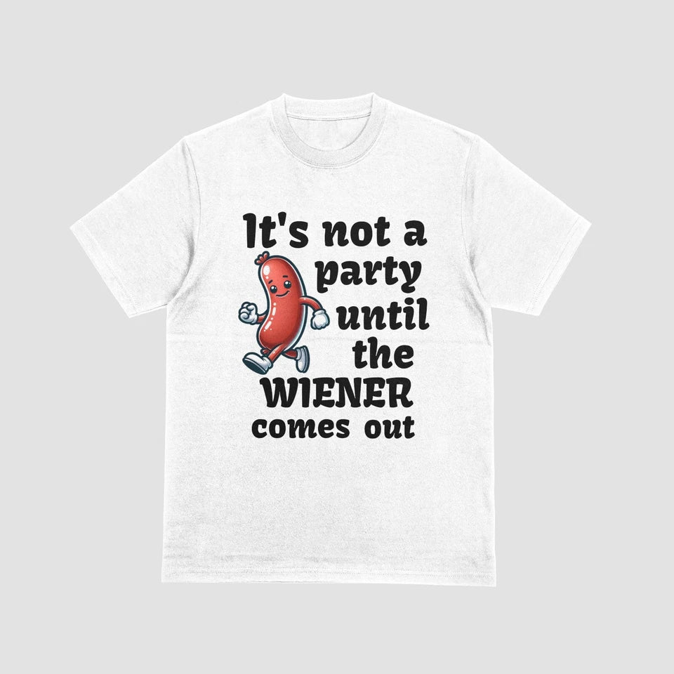 Wiener Humorous Funny Party T-shirt Unisex 100% Cotton Black