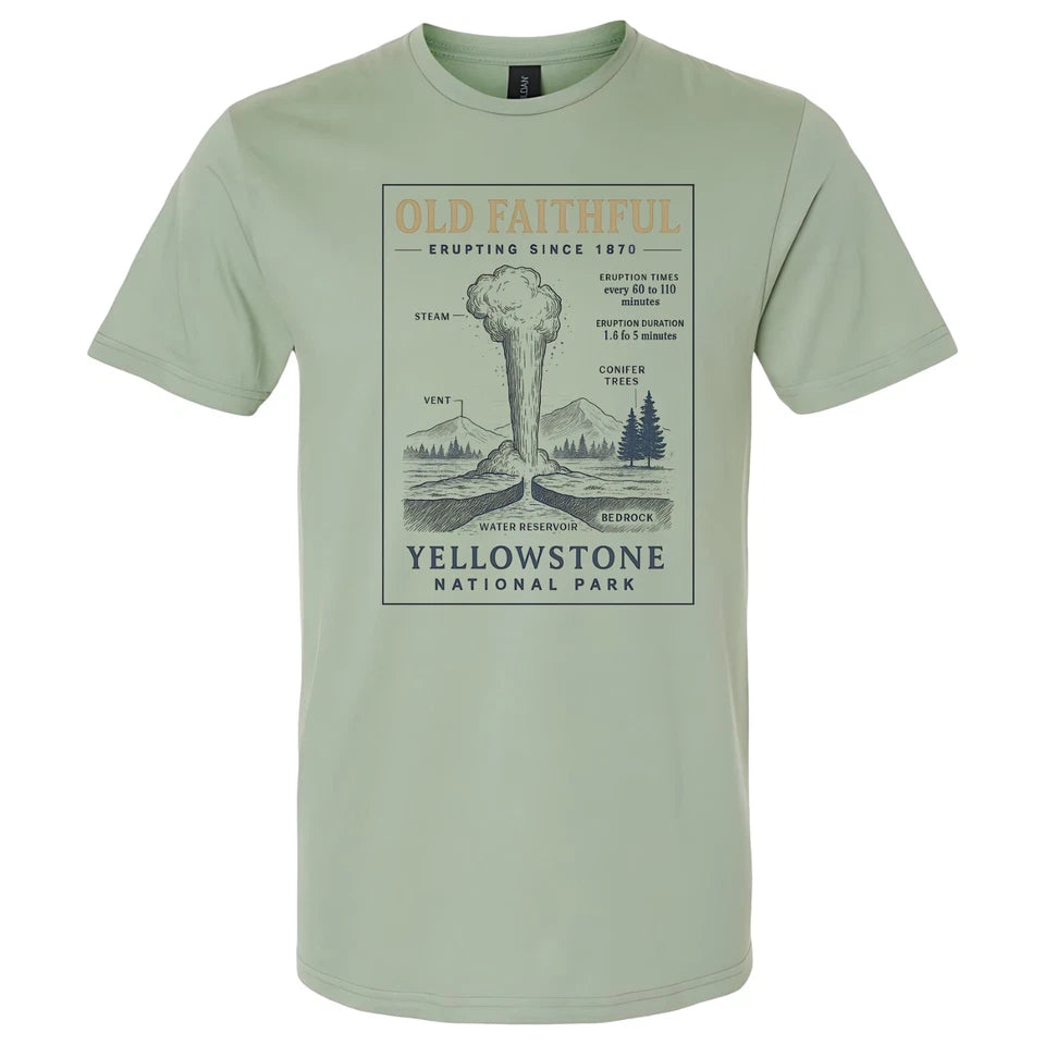 Yellowstone National Park Wyoming T-shirt Technical Drawing
