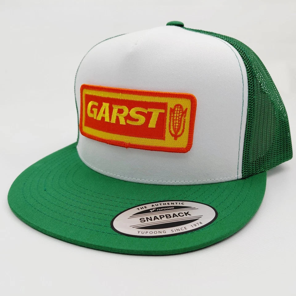 Garst Seeds Hat Embroidered Patch Flat Bill Mesh Snapback Cap