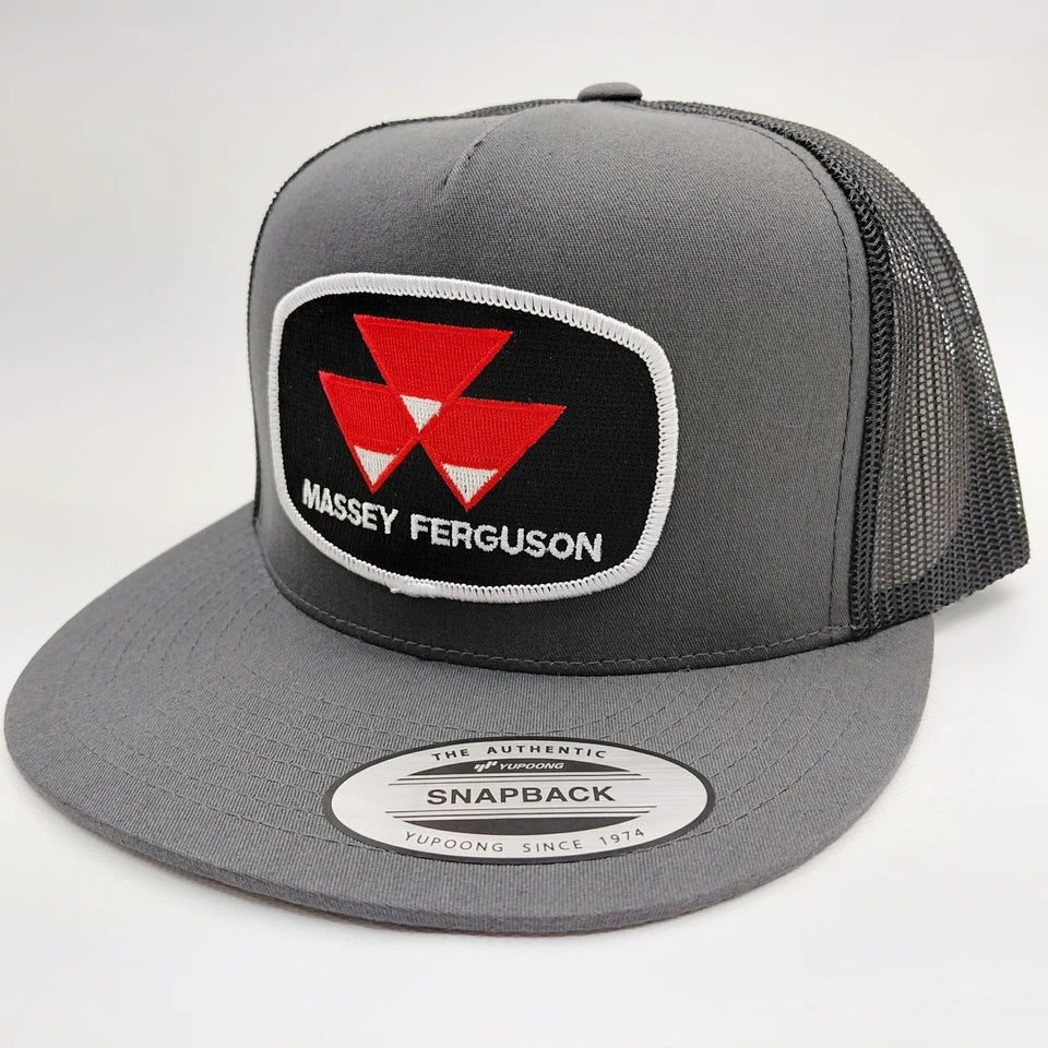 Massey Ferguson Tractors Hat Embroidered Patch Flat Bill Mesh Snapback Cap