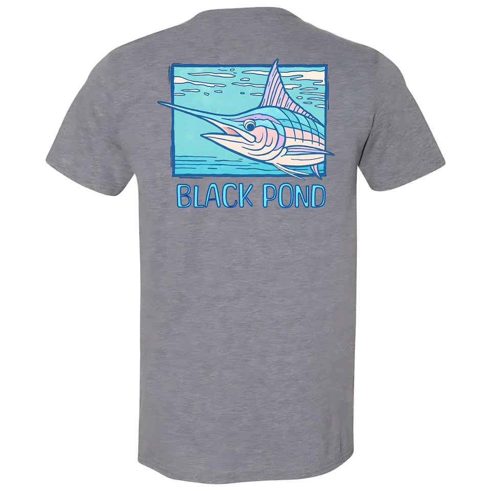 Black Pond Saltwater Series Marlin Fish Men's T-shirt Offshore Fishing