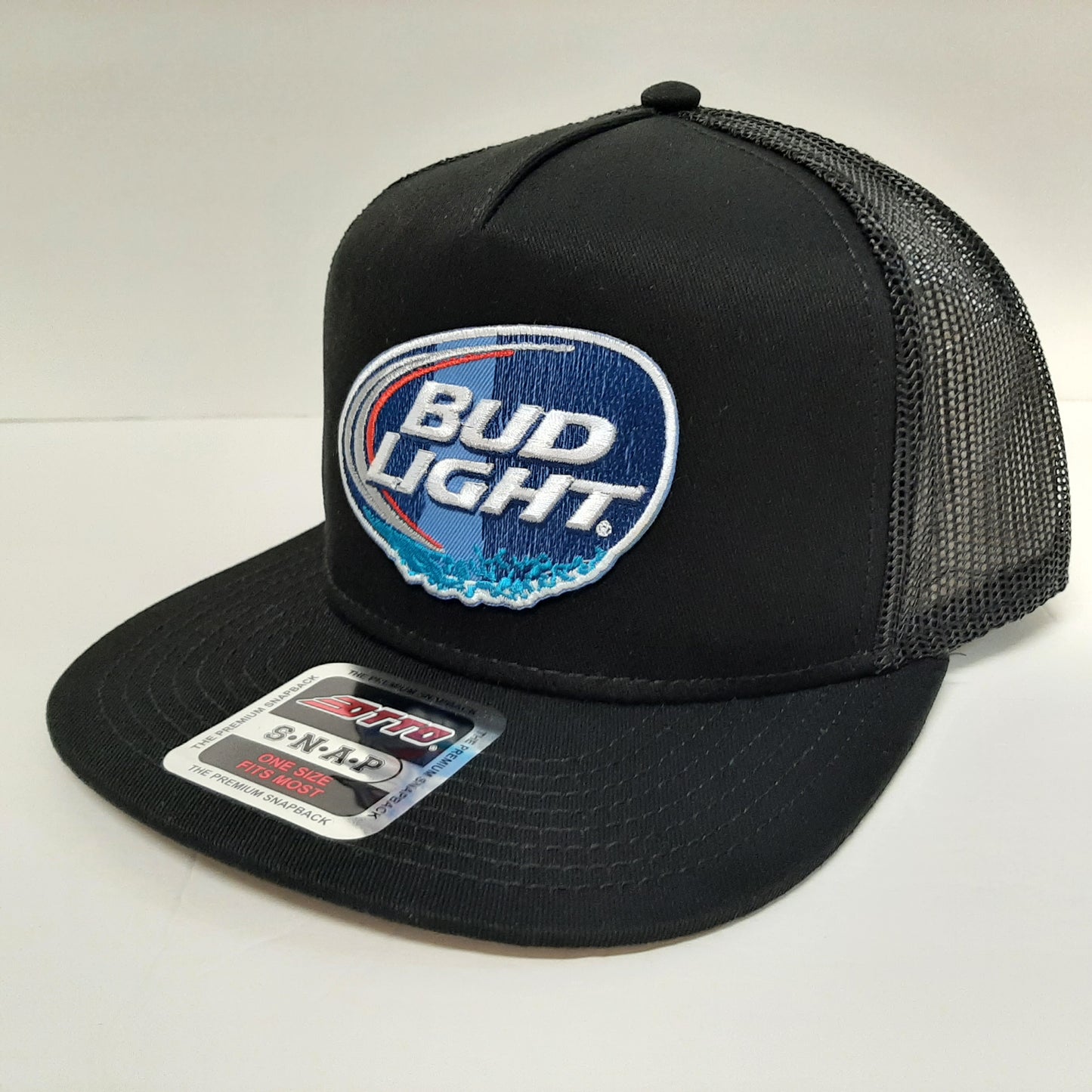 Bud Light Embroidered Patch Flat Bill Snapback Mesh Hat Cap OTTO