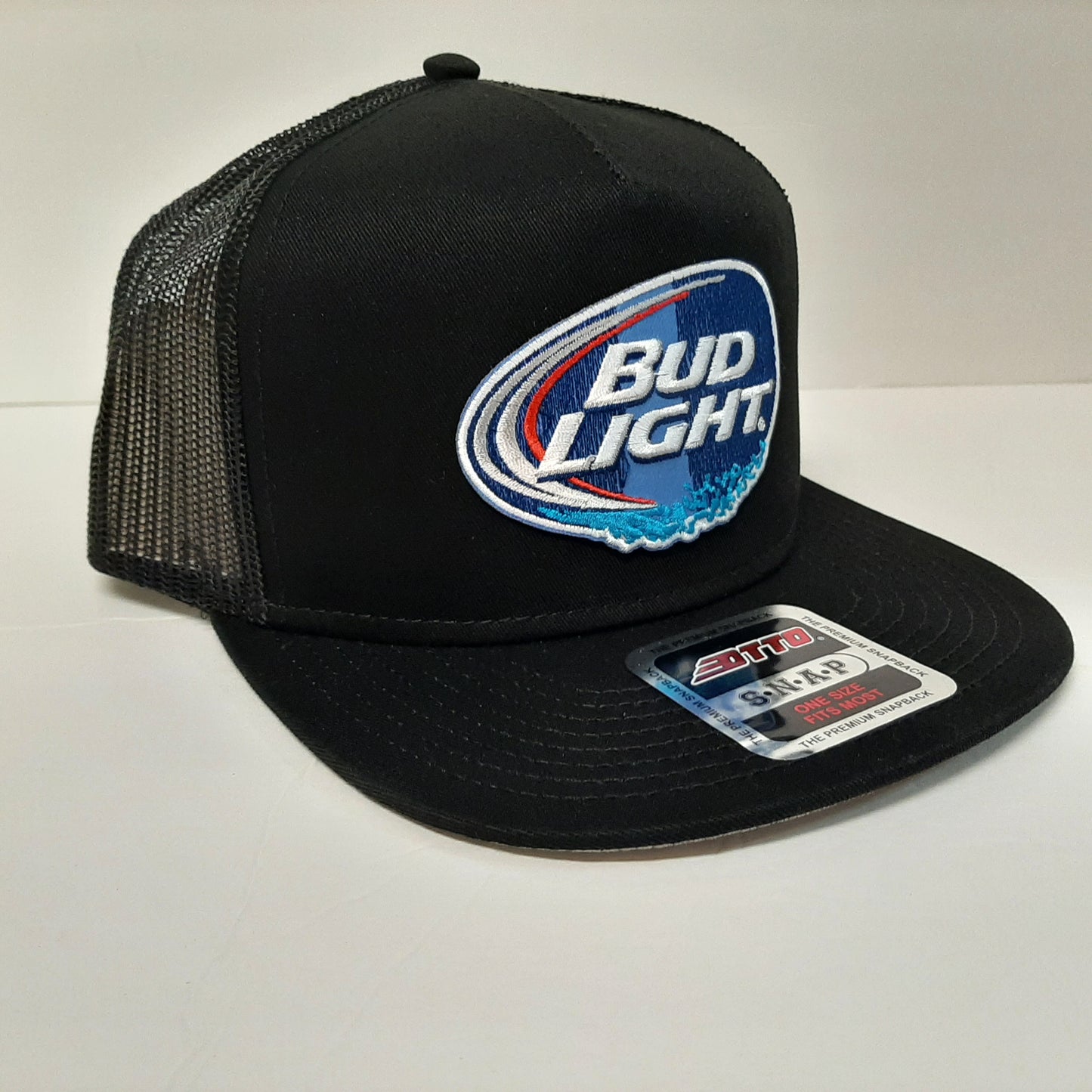 Bud Light Embroidered Patch Flat Bill Snapback Mesh Hat Cap OTTO