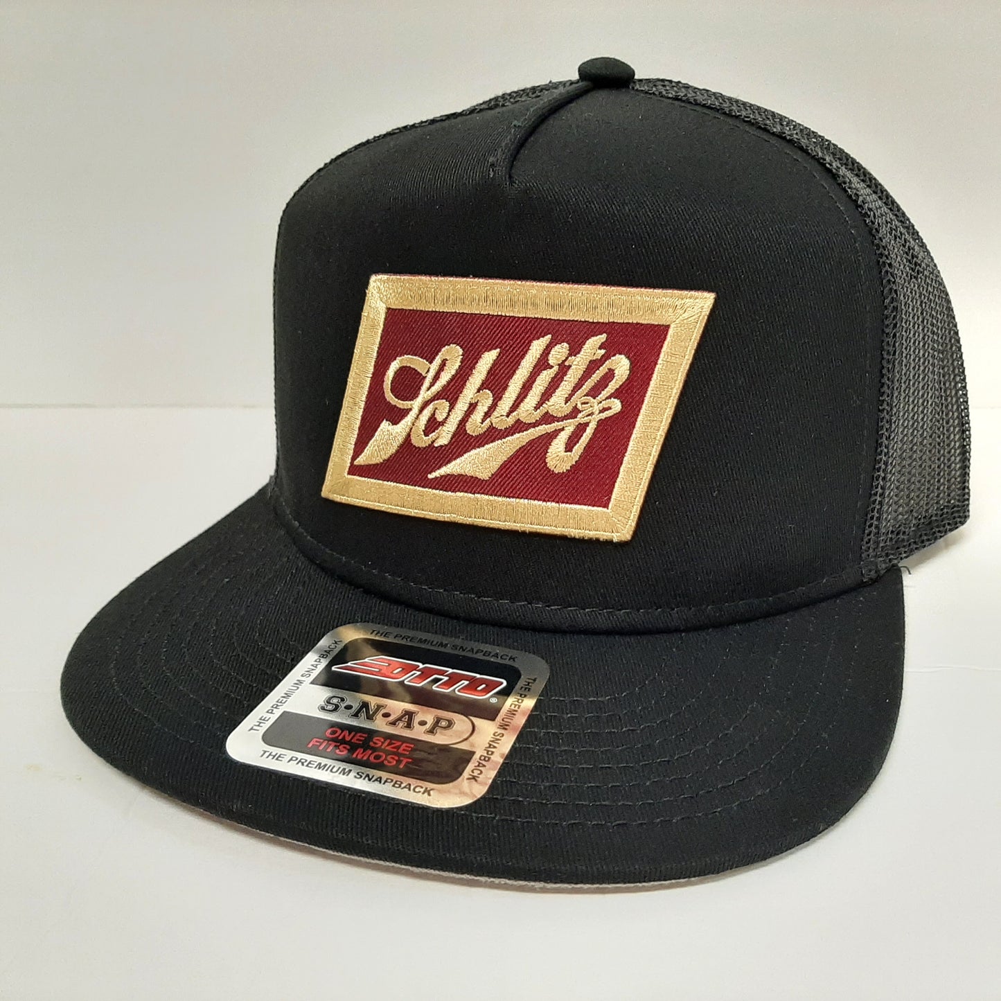 Schlitz Beer Embroidered Patch Flat Bill Snapback Mesh Hat Cap OTTO