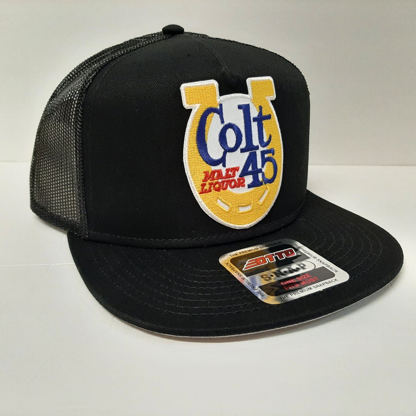 Colt 45 Malt Liquor Beer Embroidered Patch Flat Bill Snapback Mesh Hat Cap OTTO