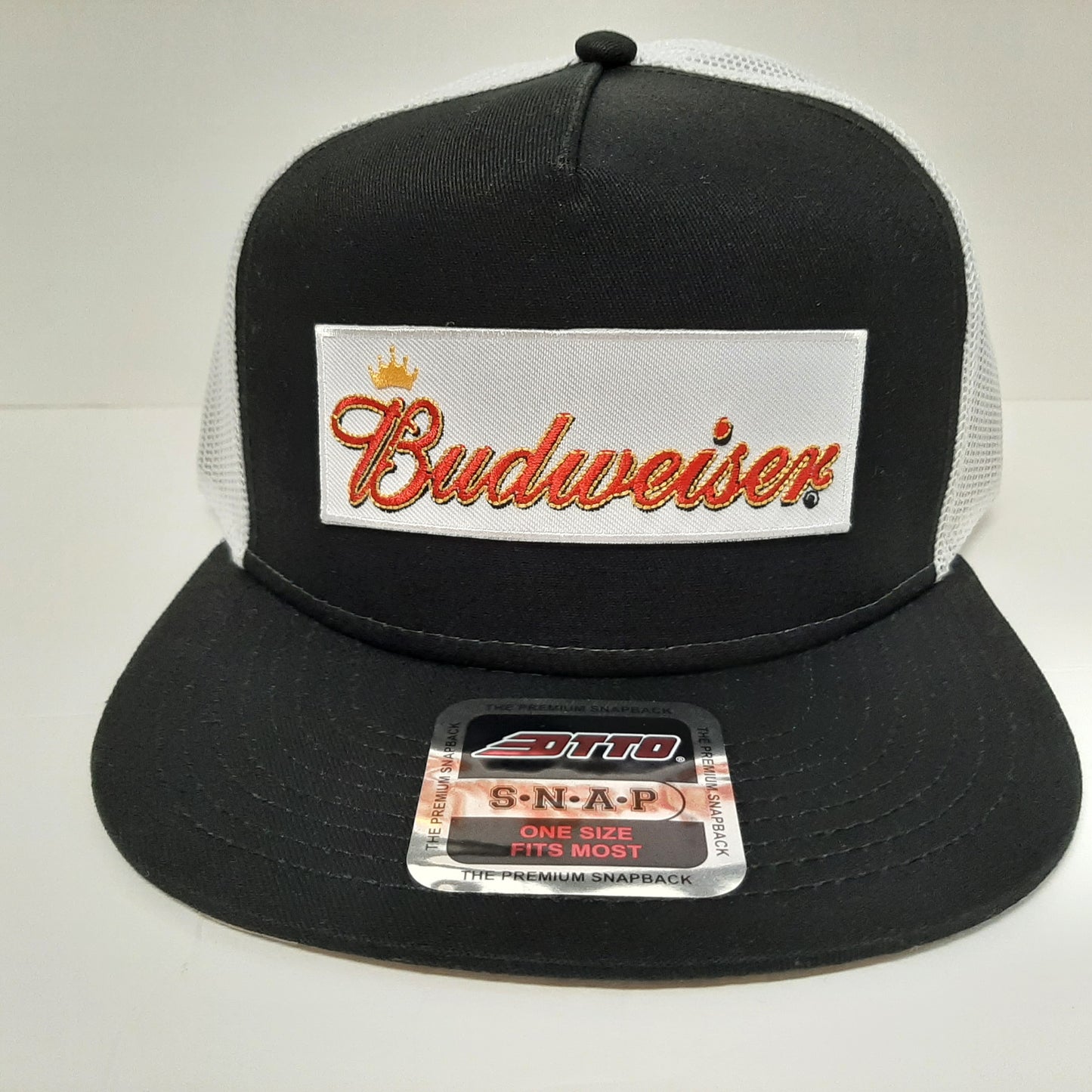 Budweiser Beer Embroidered Patch Flat Bill Snapback Mesh Hat Cap OTTO