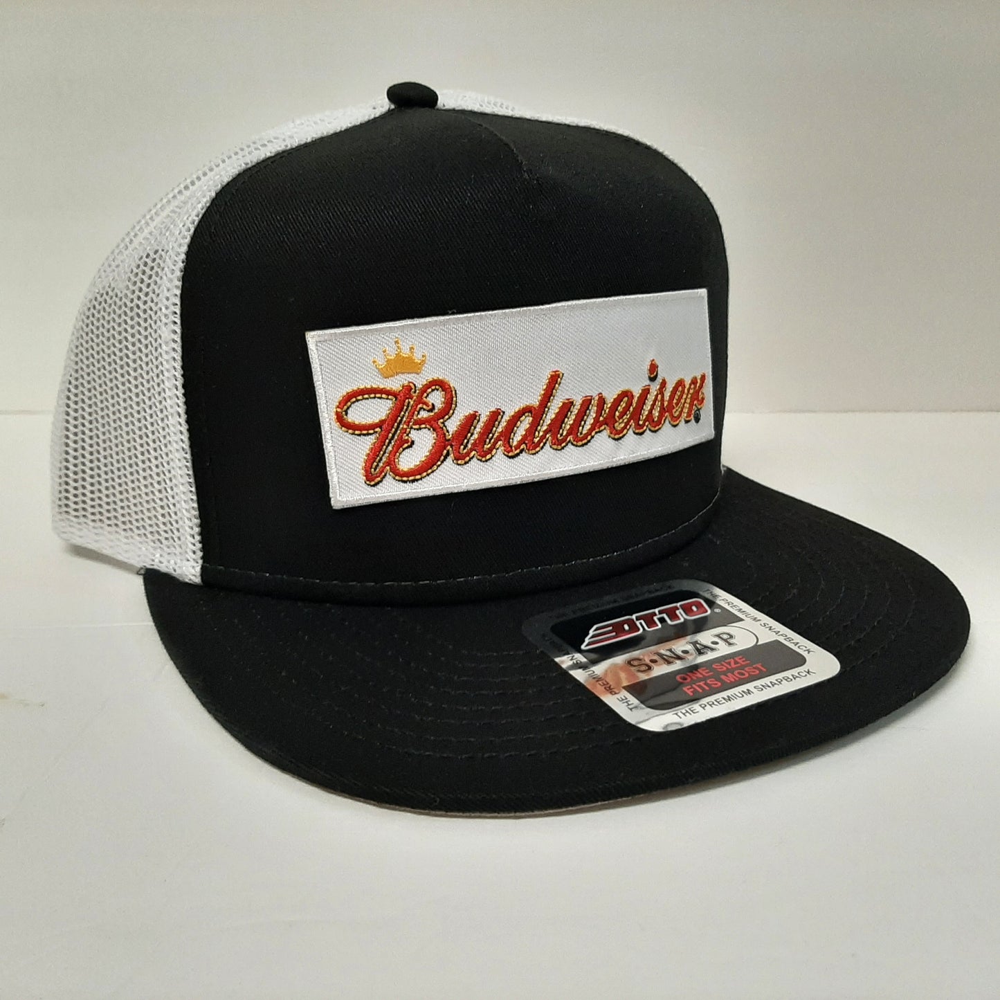 Budweiser Beer Embroidered Patch Flat Bill Snapback Mesh Hat Cap OTTO