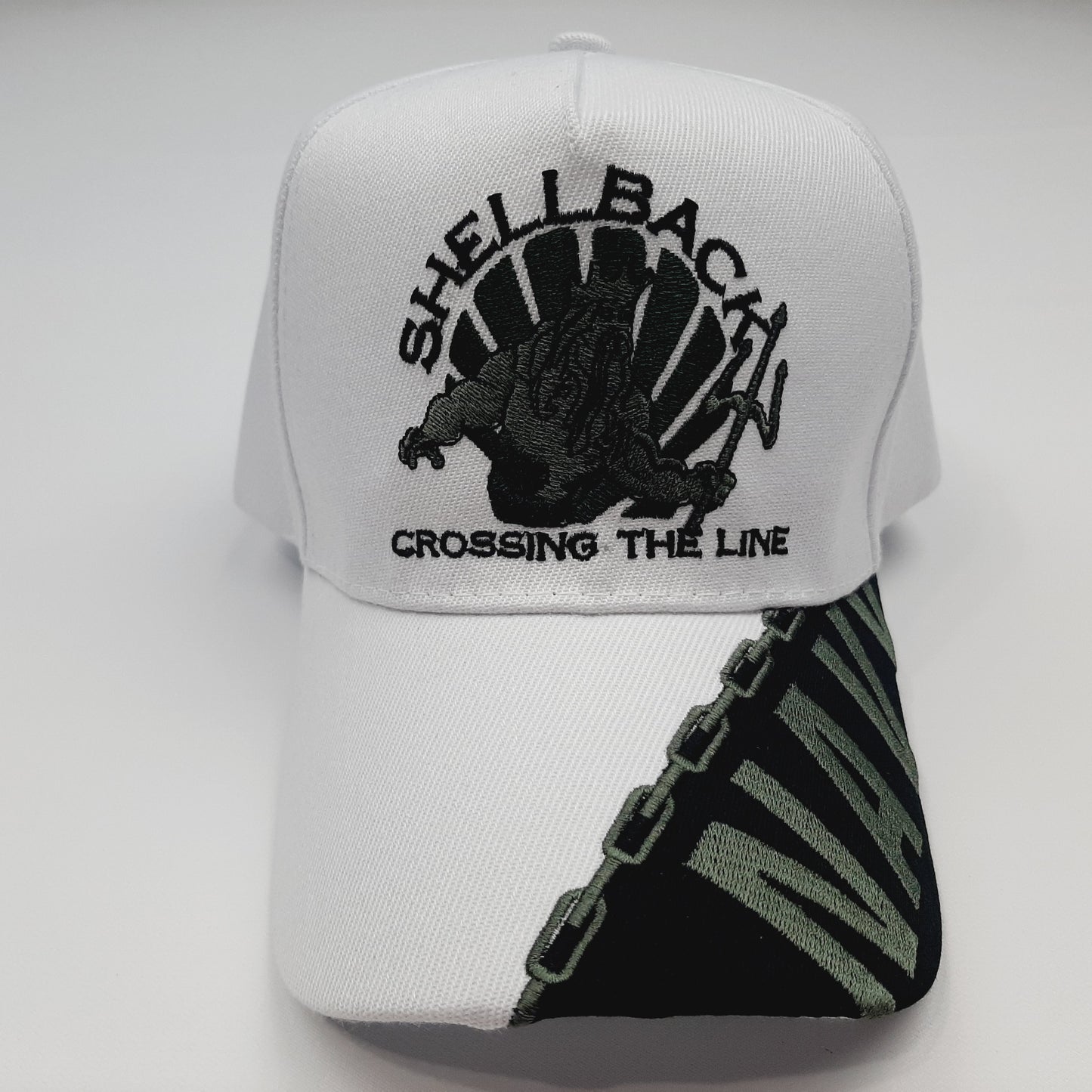 US Navy Shellback Men's Ball Cap Hat White Embroidered Acrylic