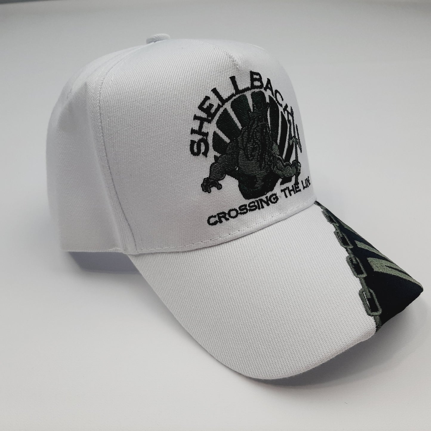 US Navy Shellback Men's Ball Cap Hat White Embroidered Acrylic