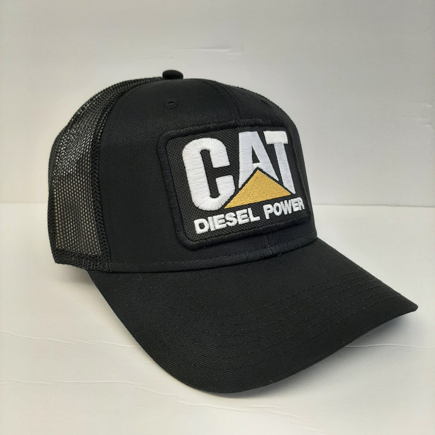 Otto Retro Cat Diesel Power Embroidered Patch Curved Bill Trucker Mesh Snapback Cap