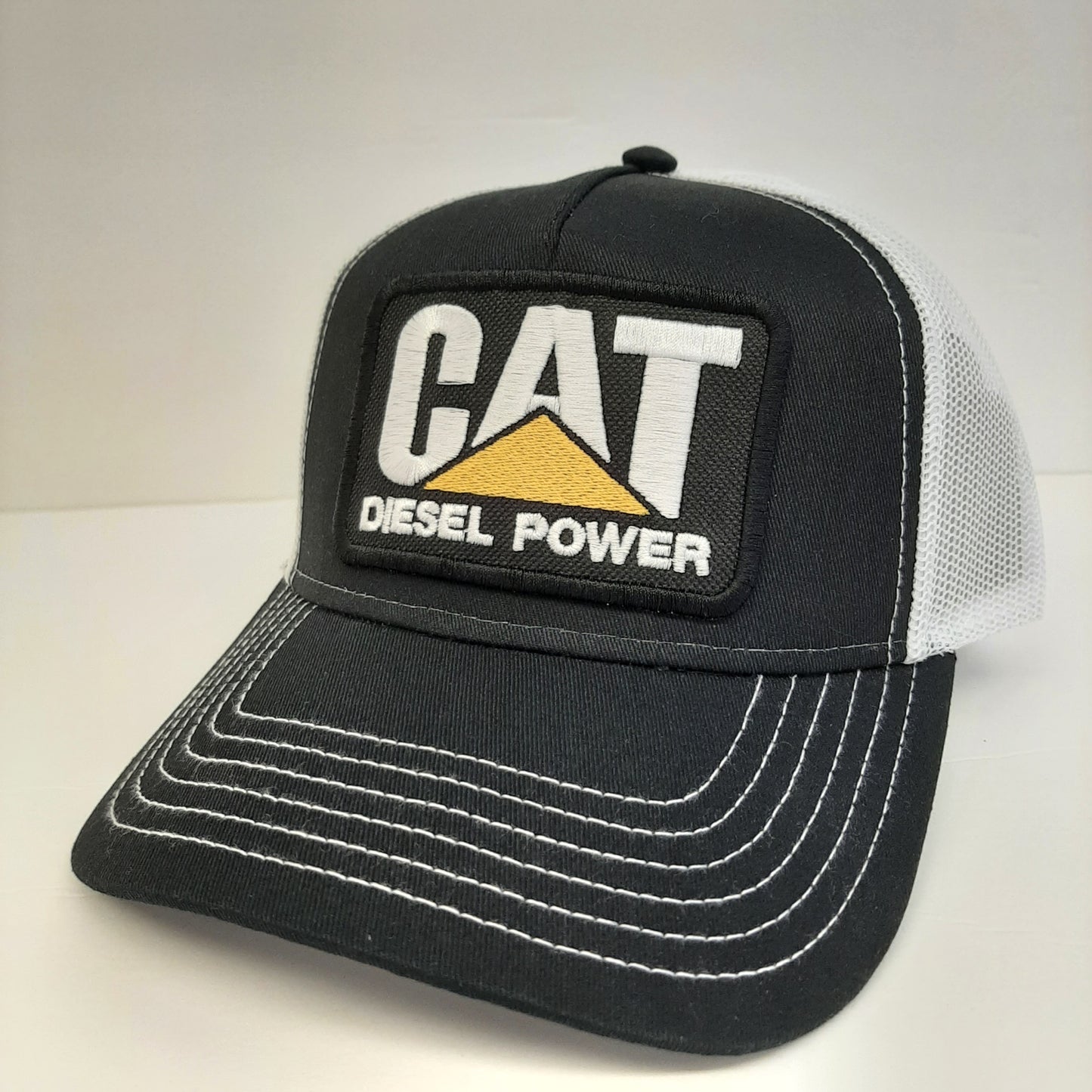 Otto Retro Cat Diesel Power Embroidered Patch Curved Bill Trucker Mesh Snapback Cap