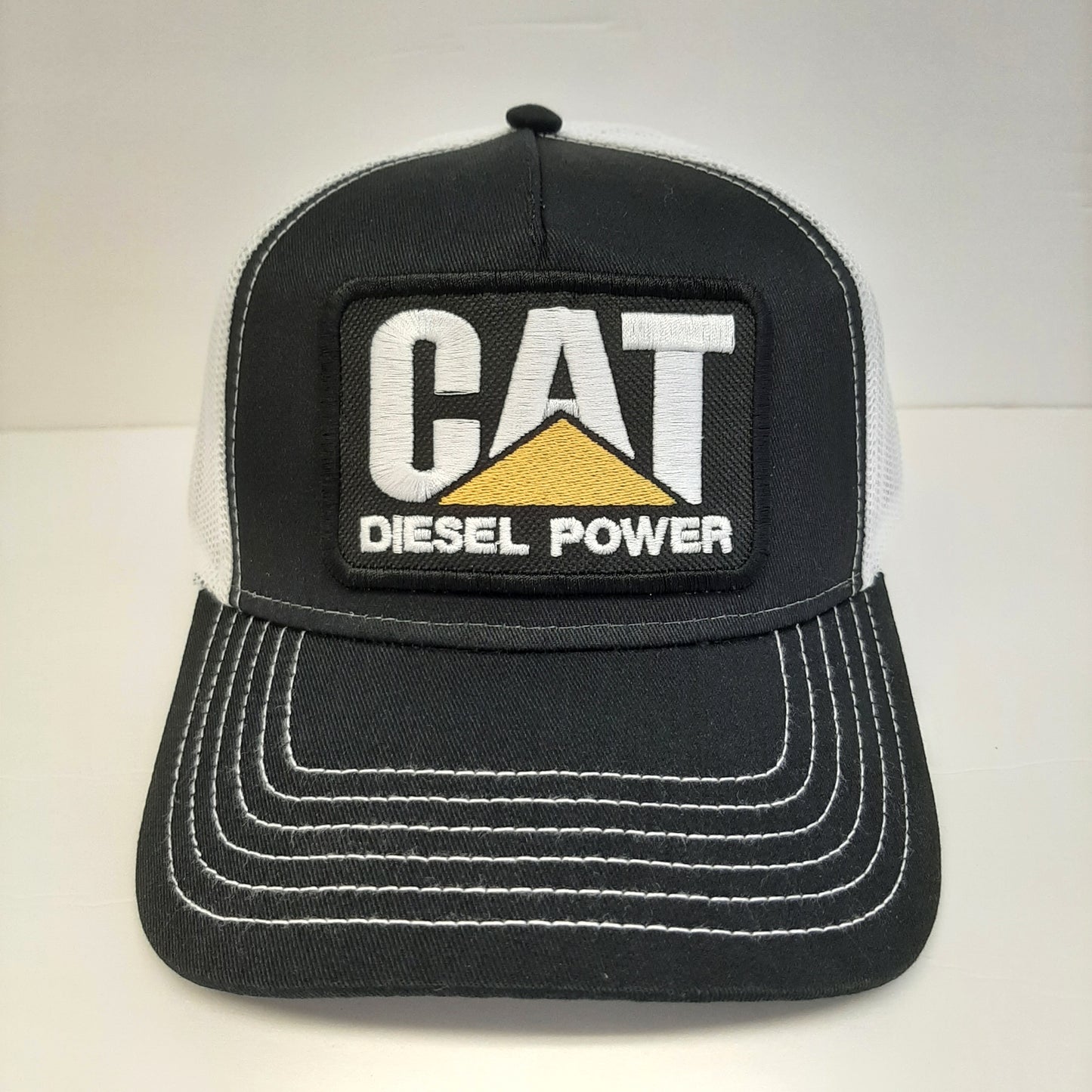 Otto Retro Cat Diesel Power Embroidered Patch Curved Bill Trucker Mesh Snapback Cap