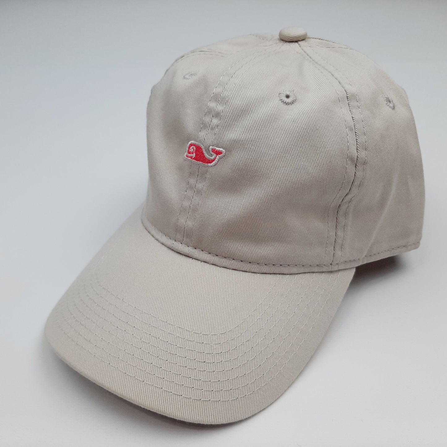 Vineyard Vines Embroidered Patch Beige 100% Cotton 6 Panel Cap Hat Adjustable Buckle