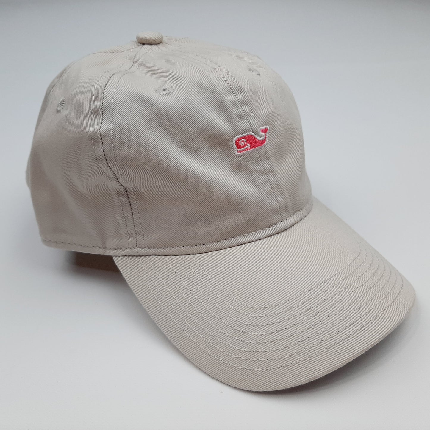 Vineyard Vines Embroidered Patch Beige 100% Cotton 6 Panel Cap Hat Adjustable Buckle