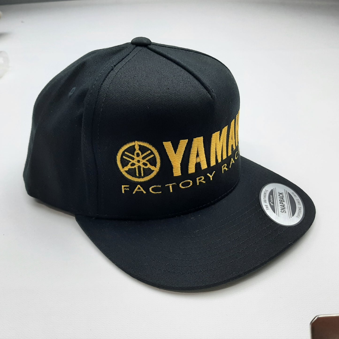 Yamaha Factory Racing Flat Bill Yupoong Mesh Snapback Hat Black Direct Embroidered