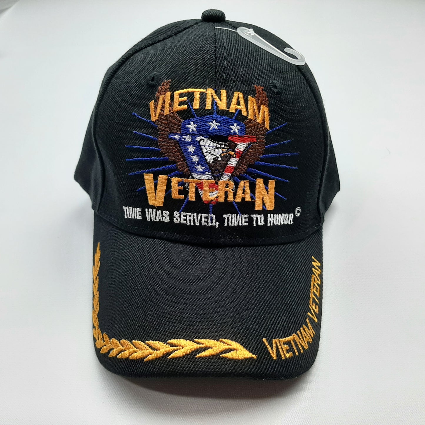 Vietnam Veteran Time Was Served Baseball Cap Hat Blue Embroidered Patch Adjustable Strapback