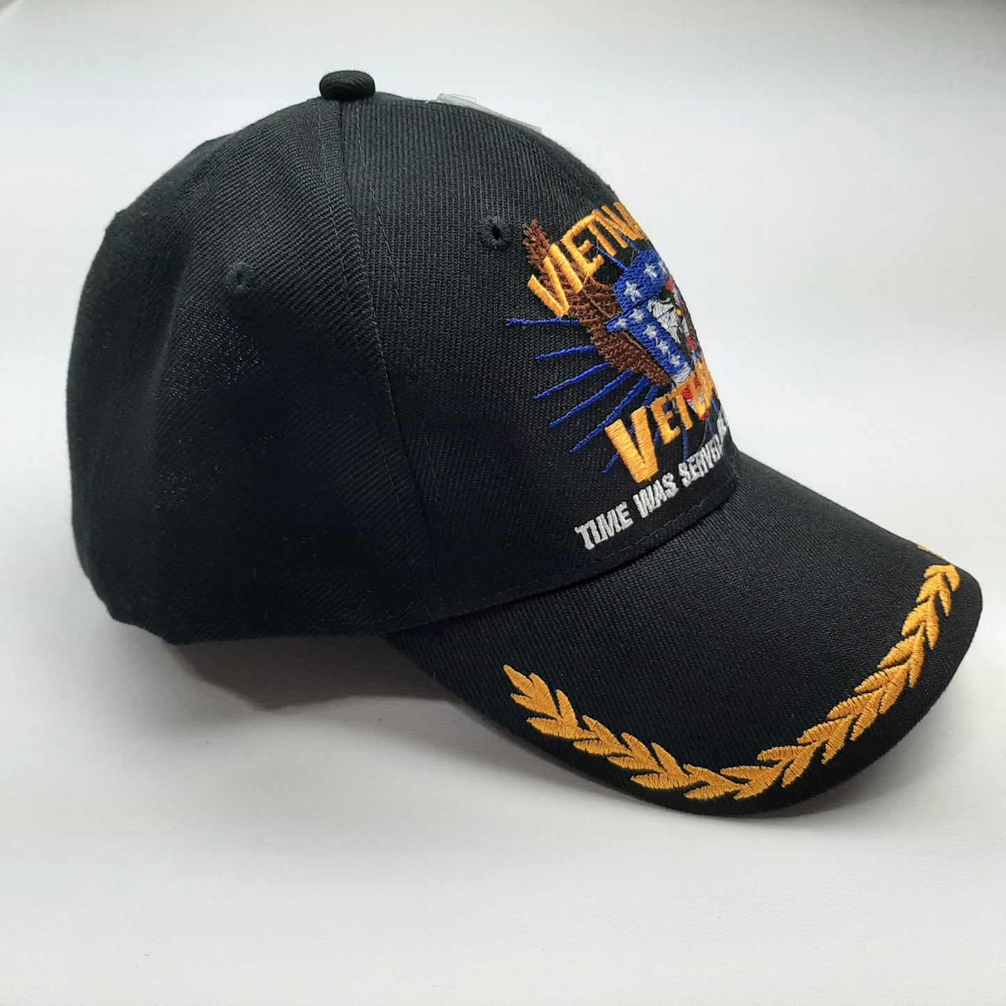 Vietnam Veteran Time Was Served Baseball Cap Hat Blue Embroidered Patch Adjustable Strapback