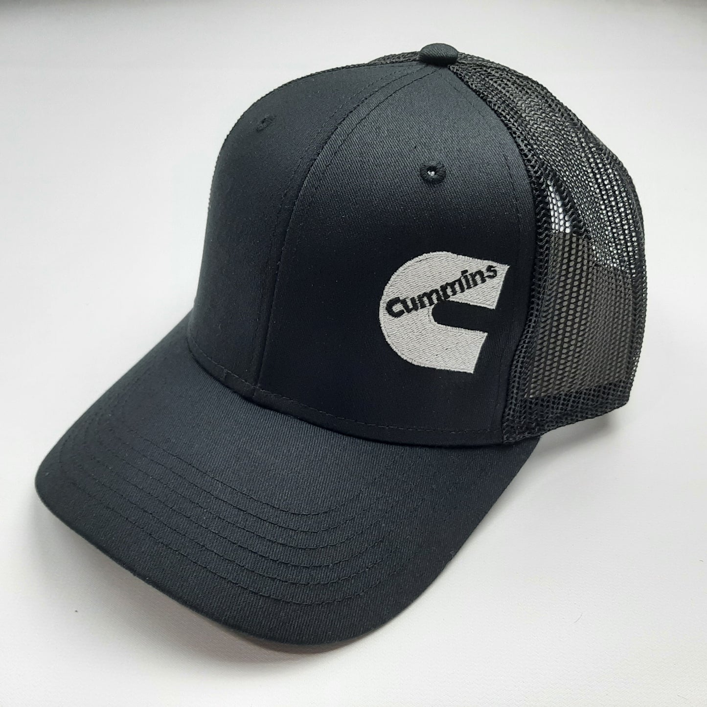 Cummins Curved Bill Vintage Trucker Mesh Snapback Black Baseball Cap Hat Man Embroidered