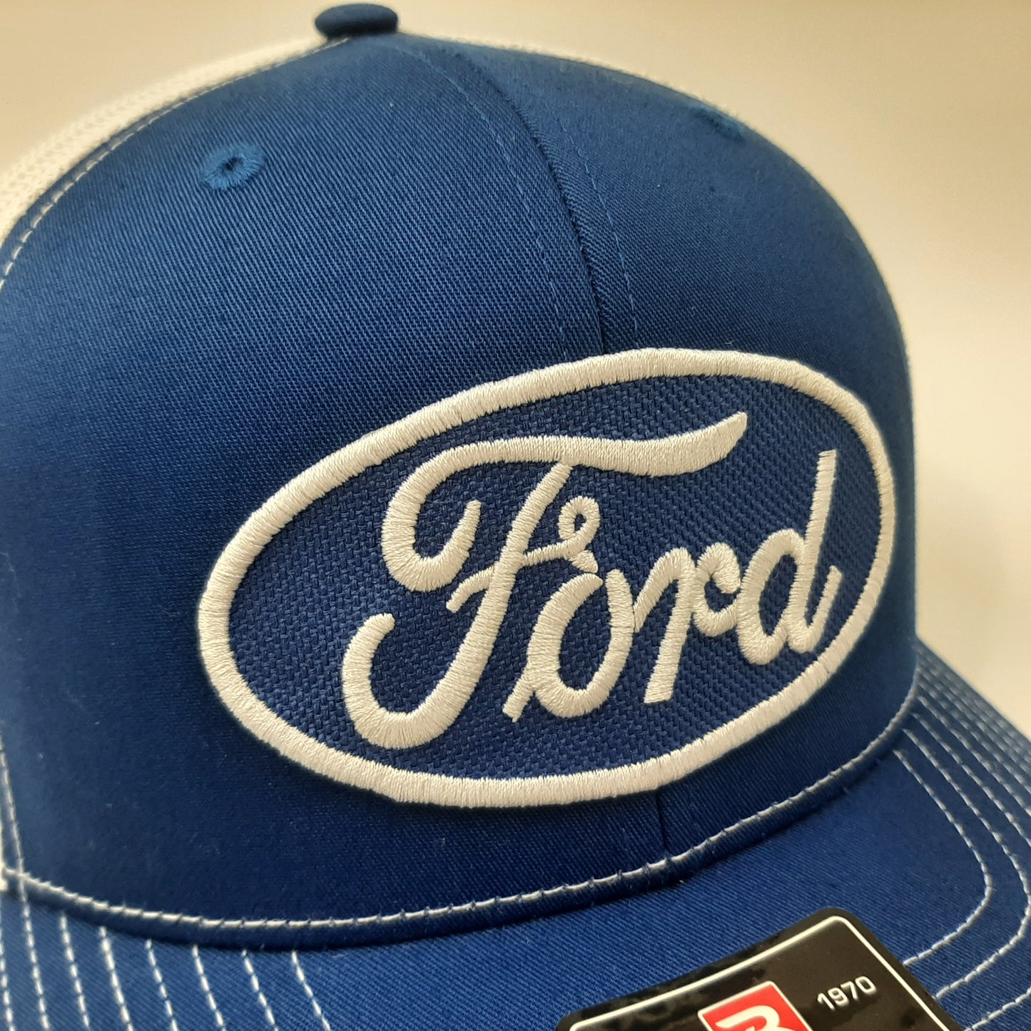 Ford Patch Richardson 112 Trucker Mesh Snapback Cap Hat Blue & White