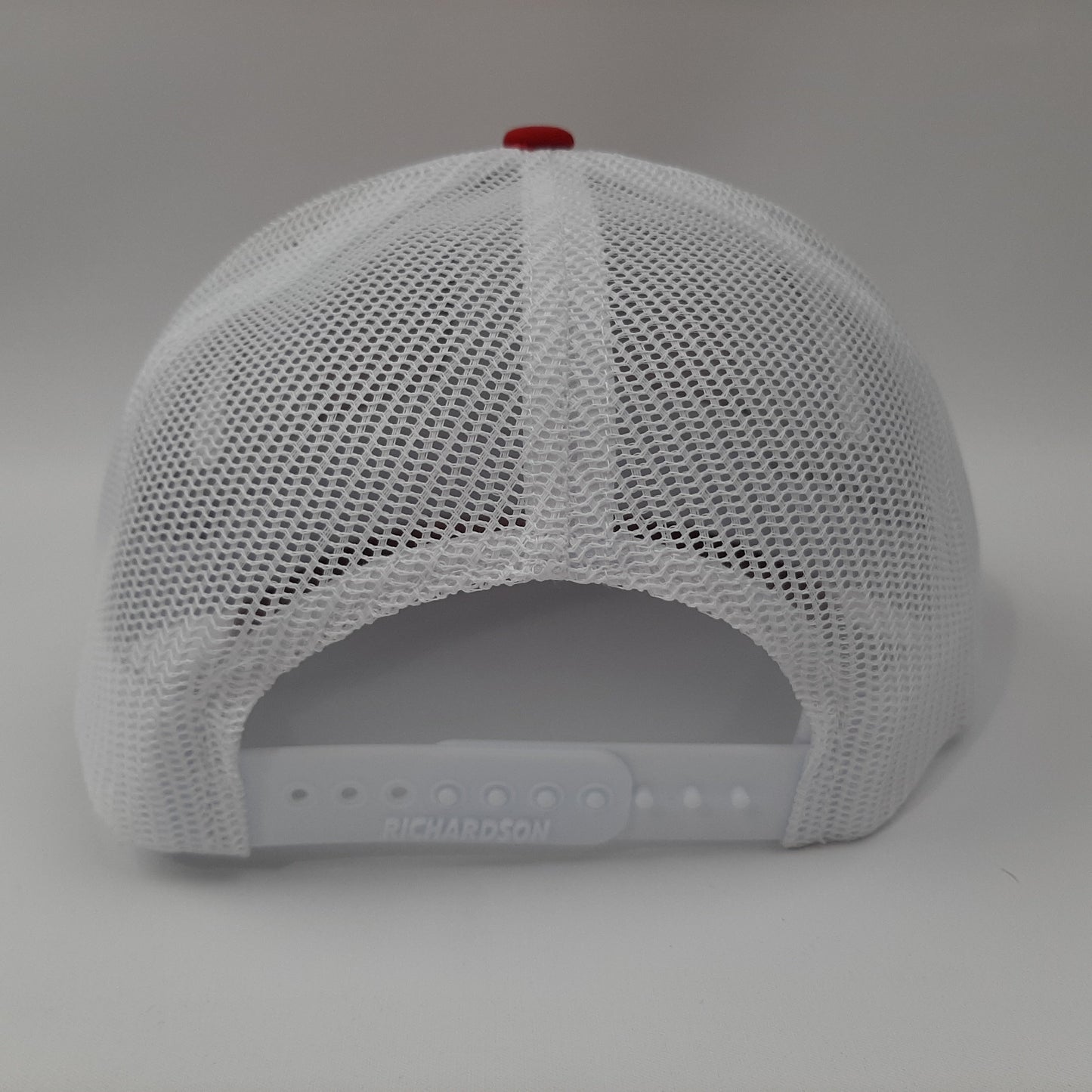 Red Man Embroidered Patch Richardson 112 Trucker Mesh Snapback Cap Hat Red & White