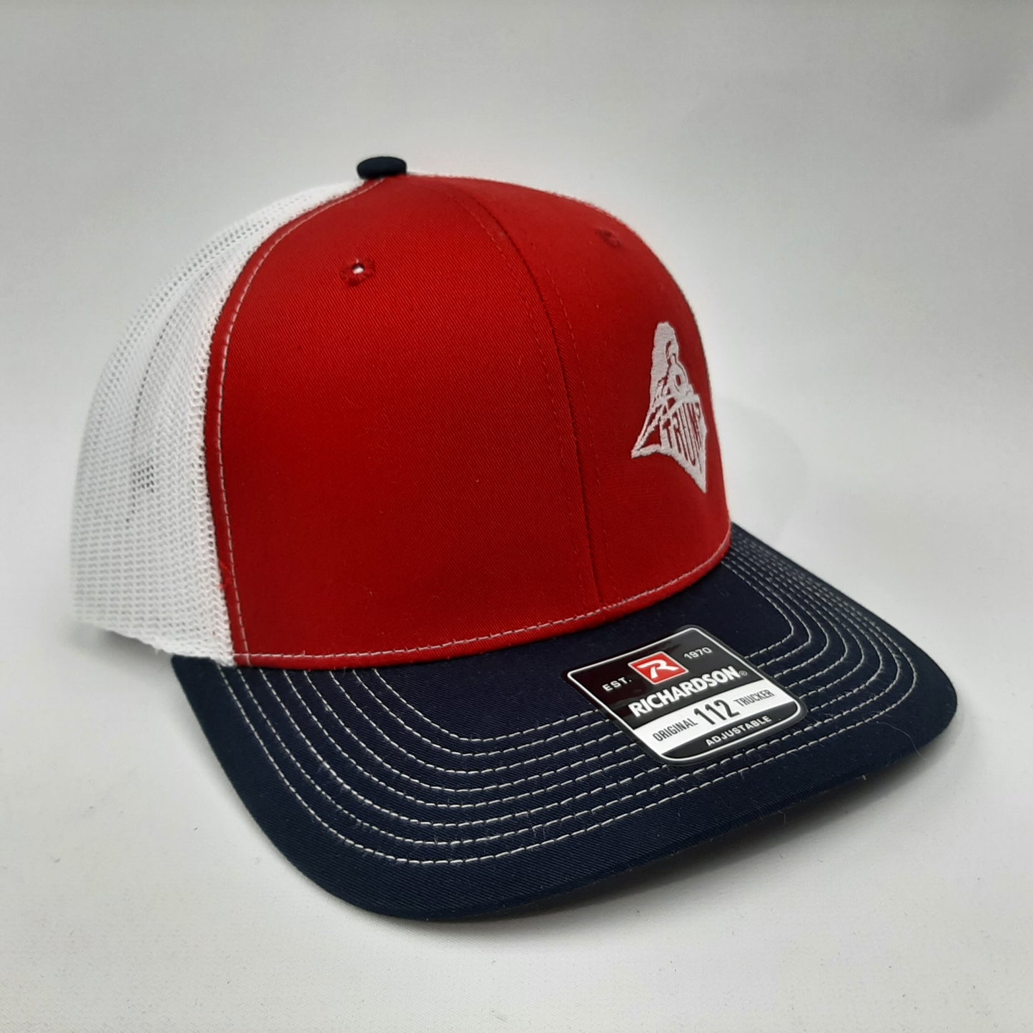 Donald Trump Train MAGA 2024 Embroidered Richardson 112 Trucker Mesh Snapback Cap Hat Red & White
