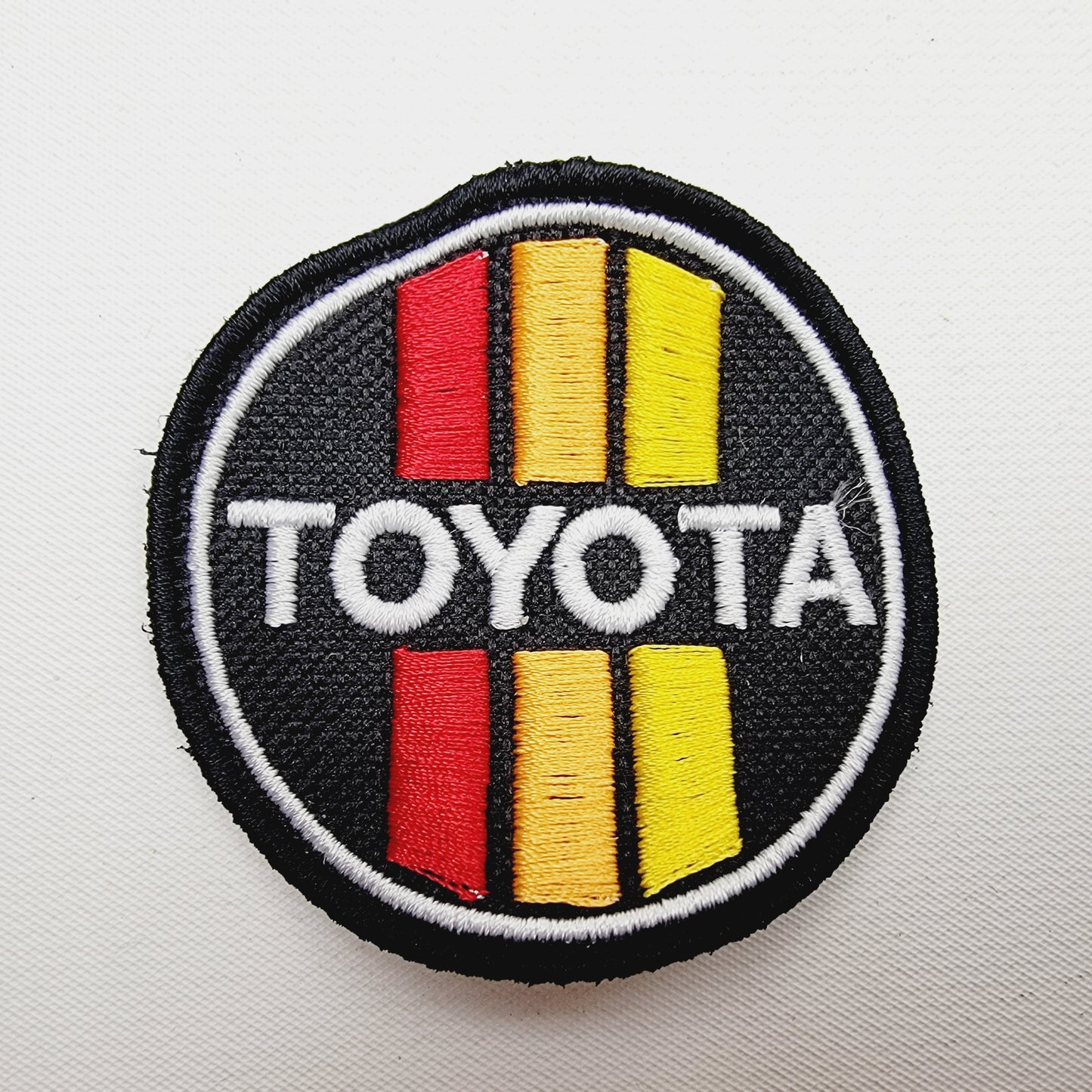 Vintage Retro Toyota Embroidered Patch Approximately 2 3/8" Round Multicolor