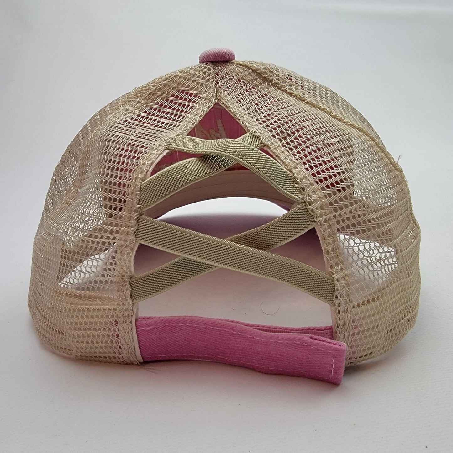 Hot Mess Just Doing My Best Women's Ponytail Cap Hat Garment washed Pink Mesh Cotton Front