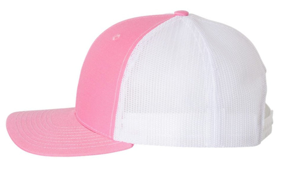 Richardson 112 Blank Low Profile Snapback Mesh Baseball Trucker Hat Cap Hot Pink & White
