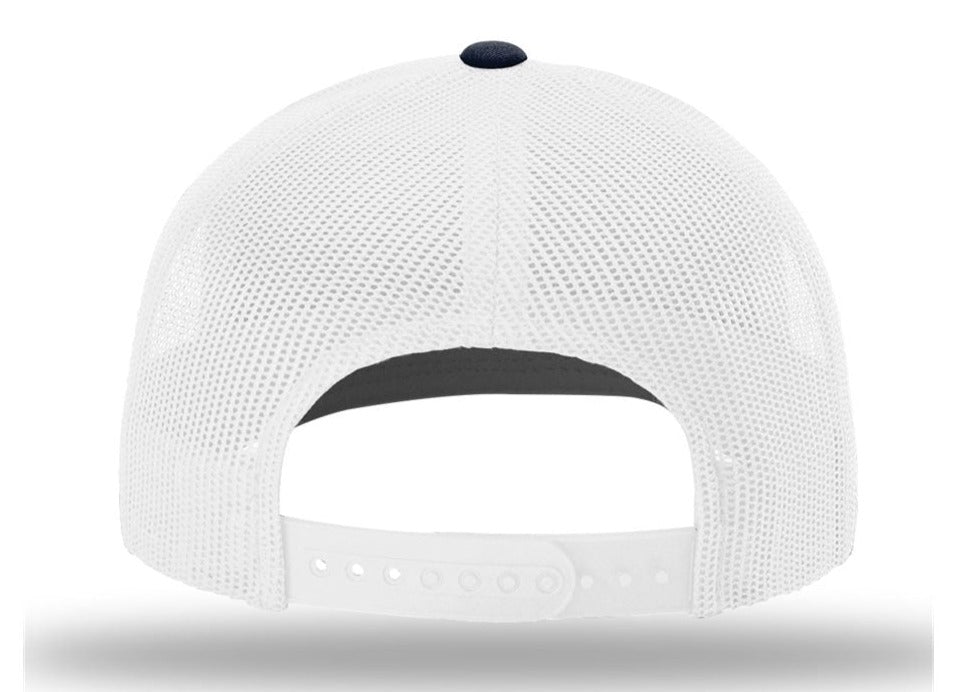 Richardson 112 Blank Low Profile Snapback Mesh Baseball Trucker Hat Cap Hot Red, White, & Navy Blue