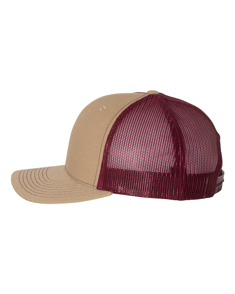 Richardson 112 Blank Low Profile Snapback Mesh Baseball Trucker Hat Cap Khaki & Burgundy