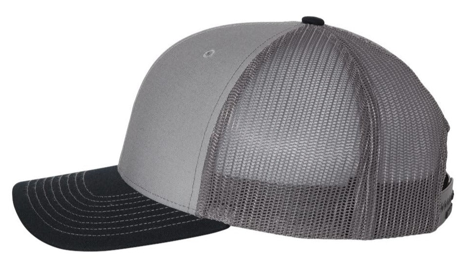 Richardson 112 Blank Low Profile Snapback Mesh Baseball Trucker Hat Cap Gray, Charcoal & Navy Blue