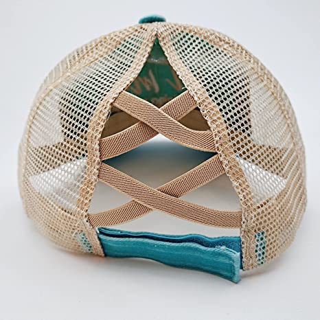 Hot Mess Just Doing My Best Relaxed Cotton Women's Ponytail Mesh Direct Embroidered Strap back Curved Bill Hat Cap Teal