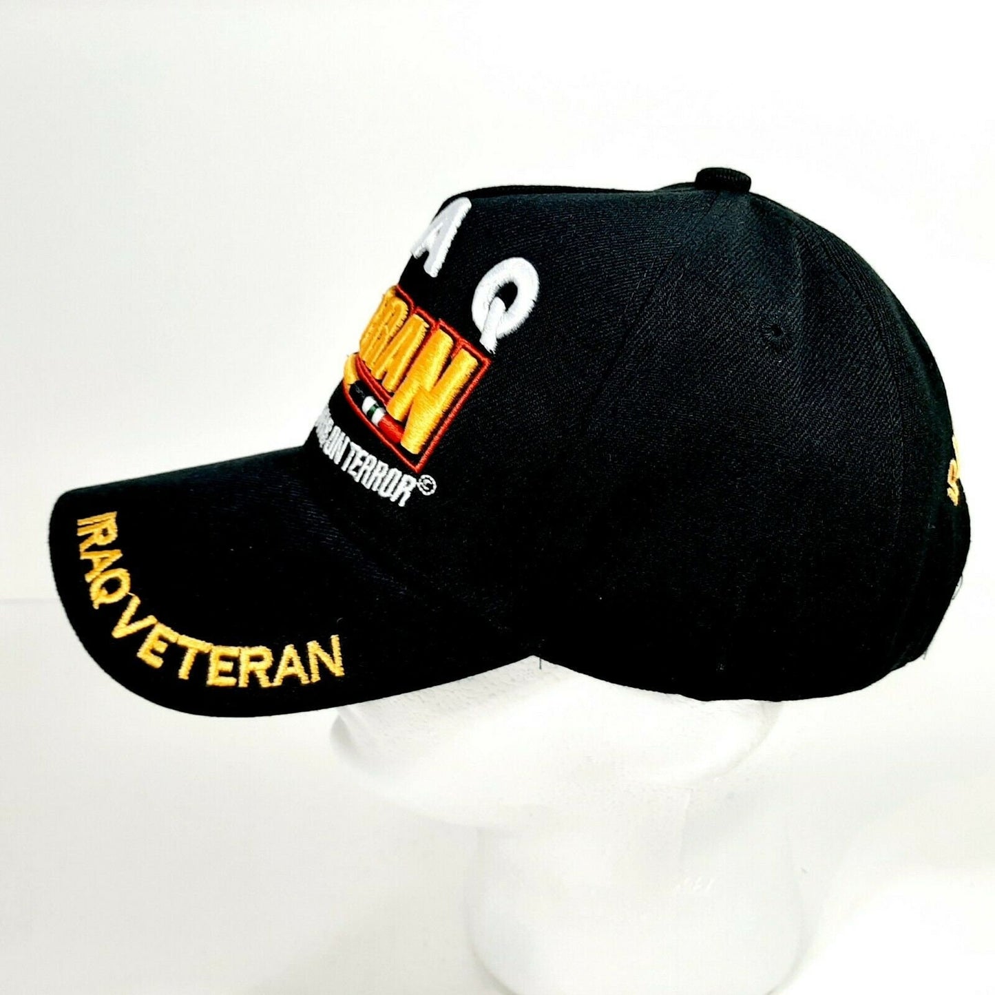 Iraq Veteran Mens Ball Cap Black Embroidered Acrylic