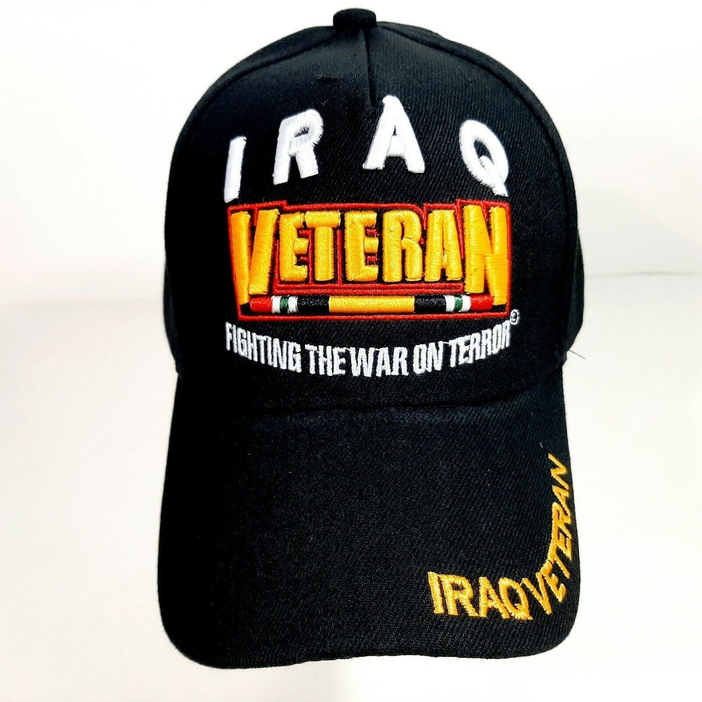 Iraq Veteran Mens Ball Cap Black Embroidered Acrylic