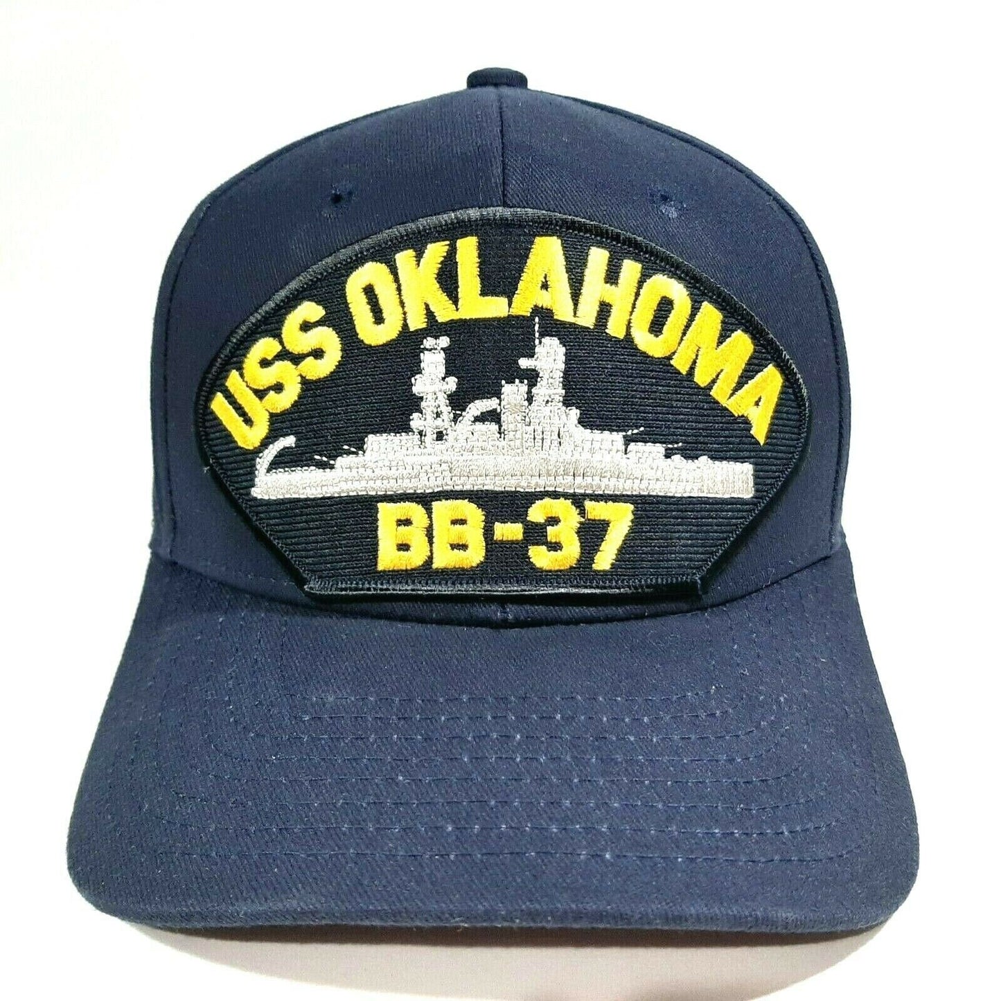 USS Oklahoma BB-37 Embroidered Patch Hat Baseball Cap Adjustable Navy Blue