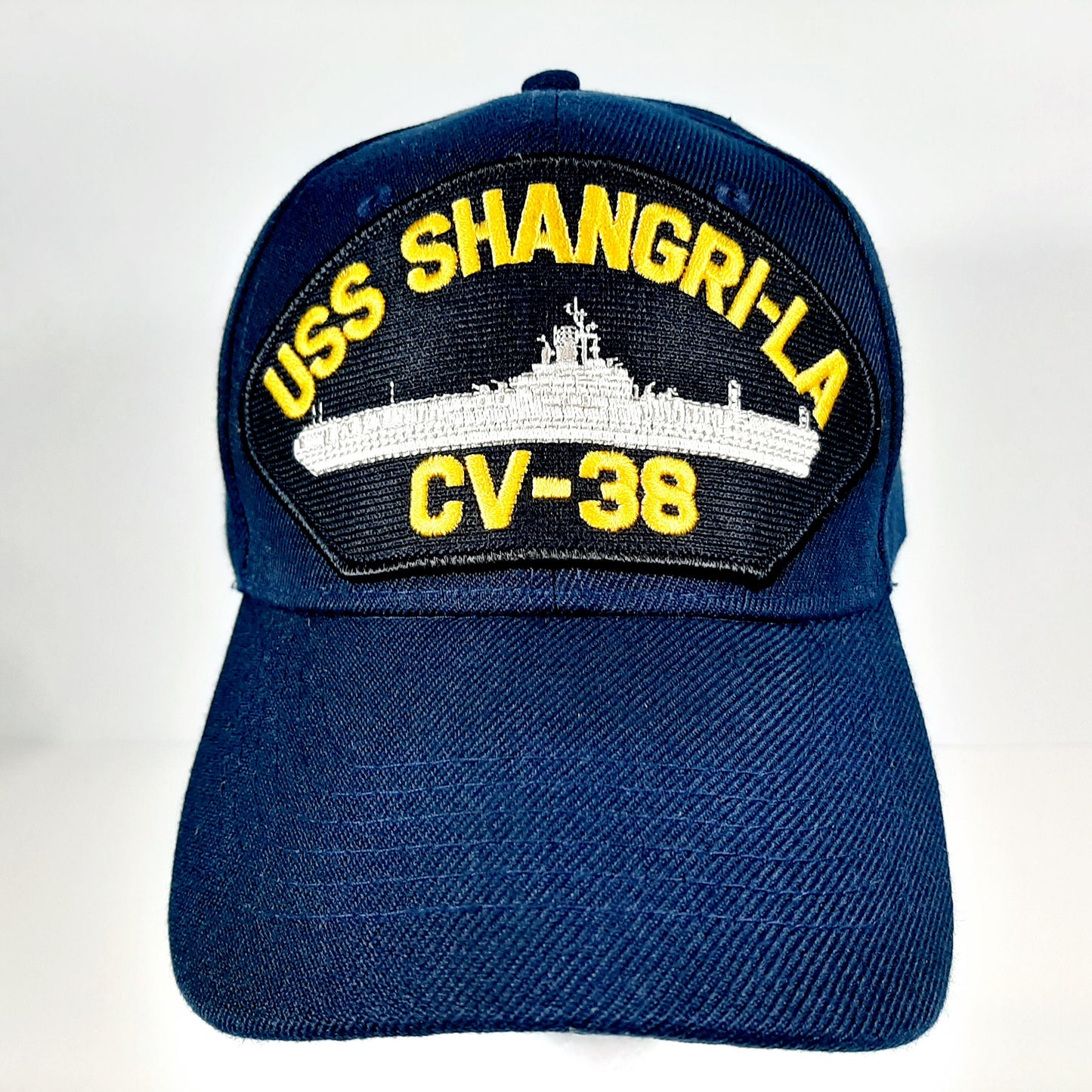 USS Shangri-la CV-38 Men's Patch Cap Hat Navy Blue Acrylic