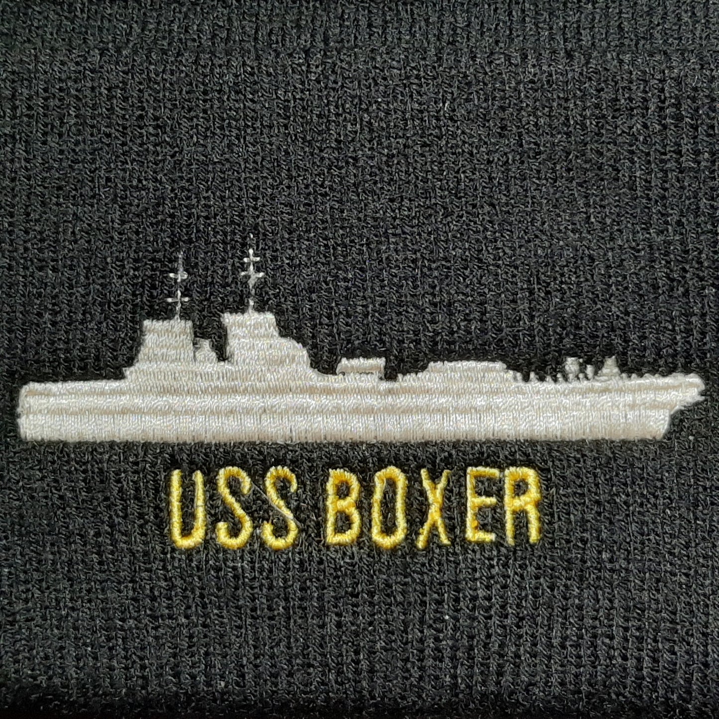 U.S. Navy USS Boxer Beanie Watch Cap Black Long One Size Acrylic