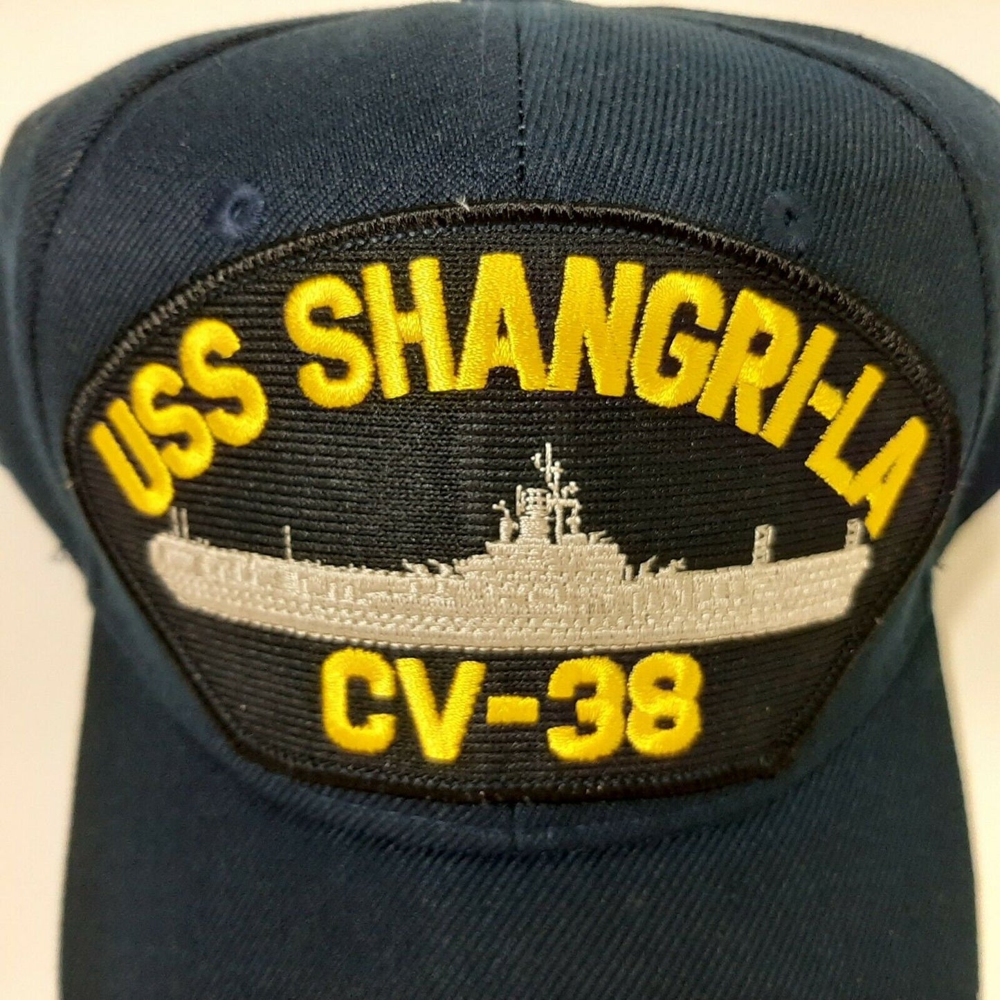 U.S. Navy USS Shangri-la CV-38 Men's Patch Cap Hat Navy Blue Acrylic