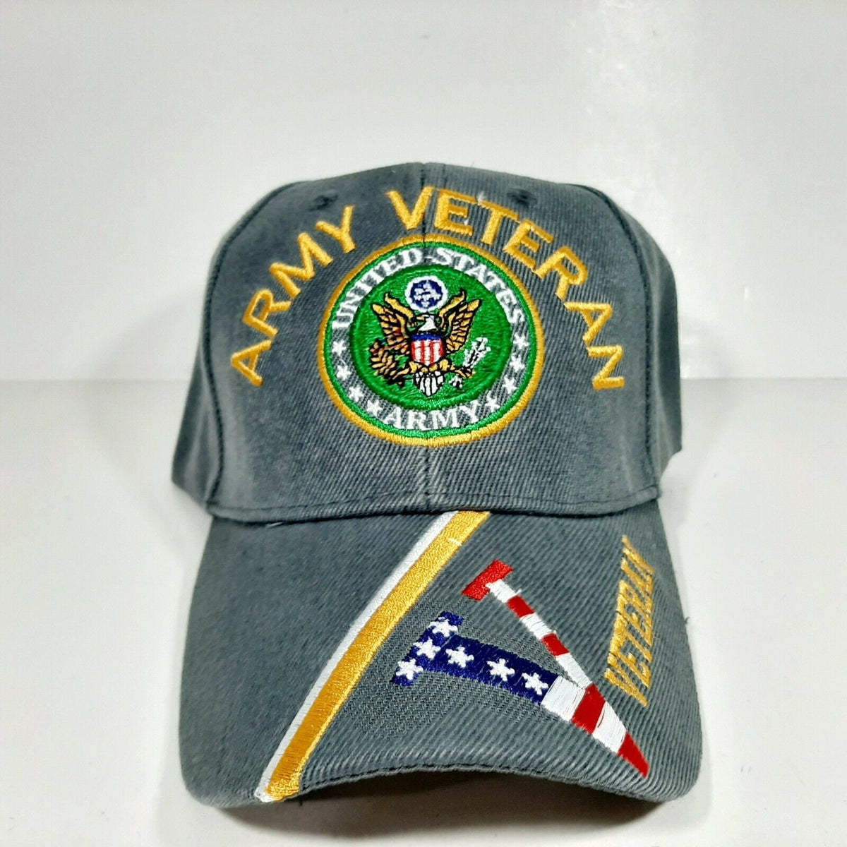 Army Veteran "V" Mens Adjustable Hat Baseball Cap Embroidered