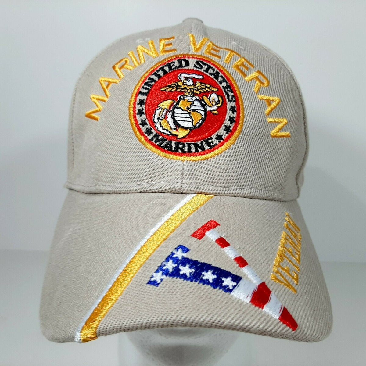 Marine Veteran "V" Mens Adjustable Hat Baseball Cap Embroidered
