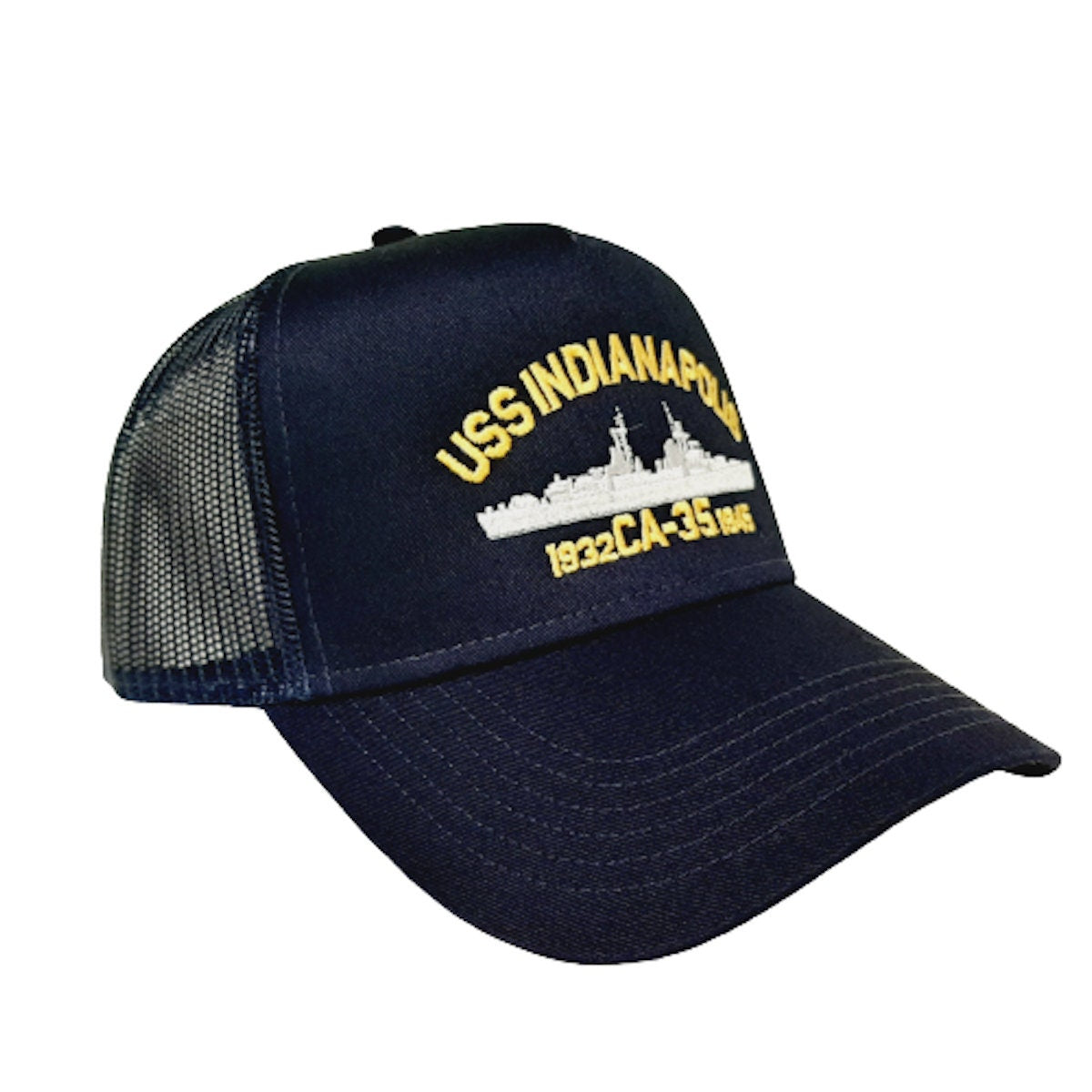 USS Indianapolis CA-35 Baseball Cap Hat Mesh Snapback Blue Embroidered US Navy