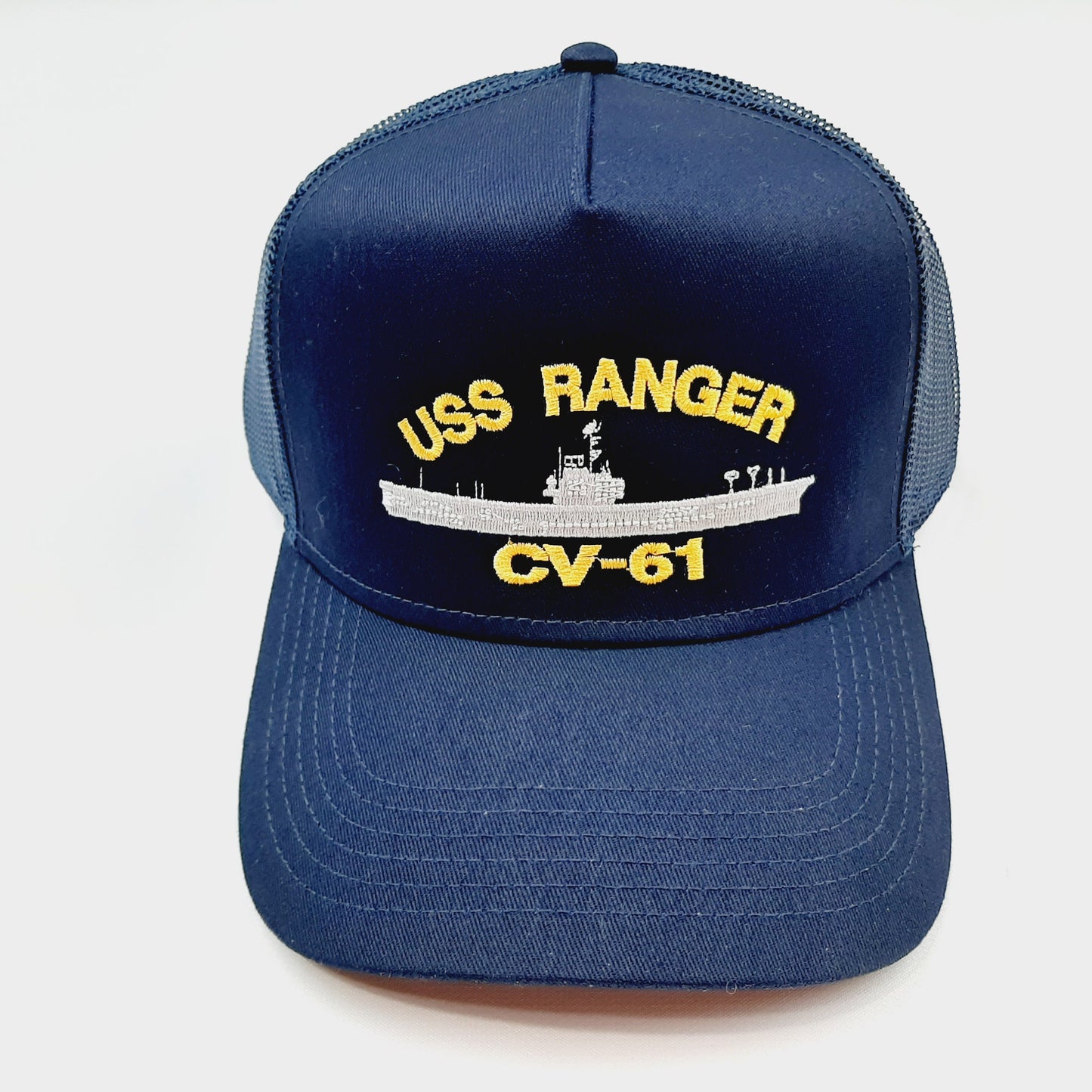 USS Ranger CV-61 Men's Baseball Cap Hat Navy Blue Mesh Snapback