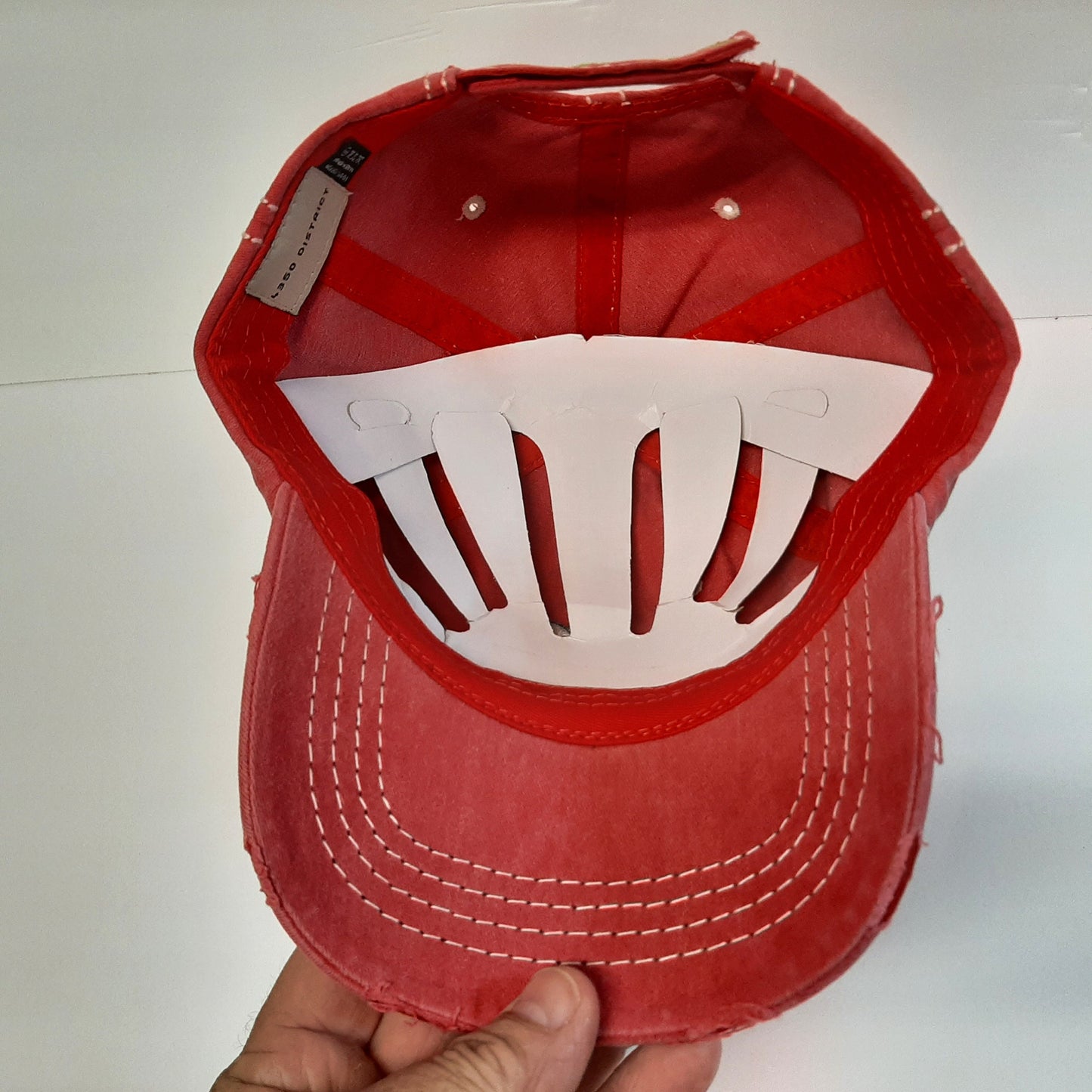 MARGARITA Women's Relaxed Distressed Cap Salmon Red Cotton