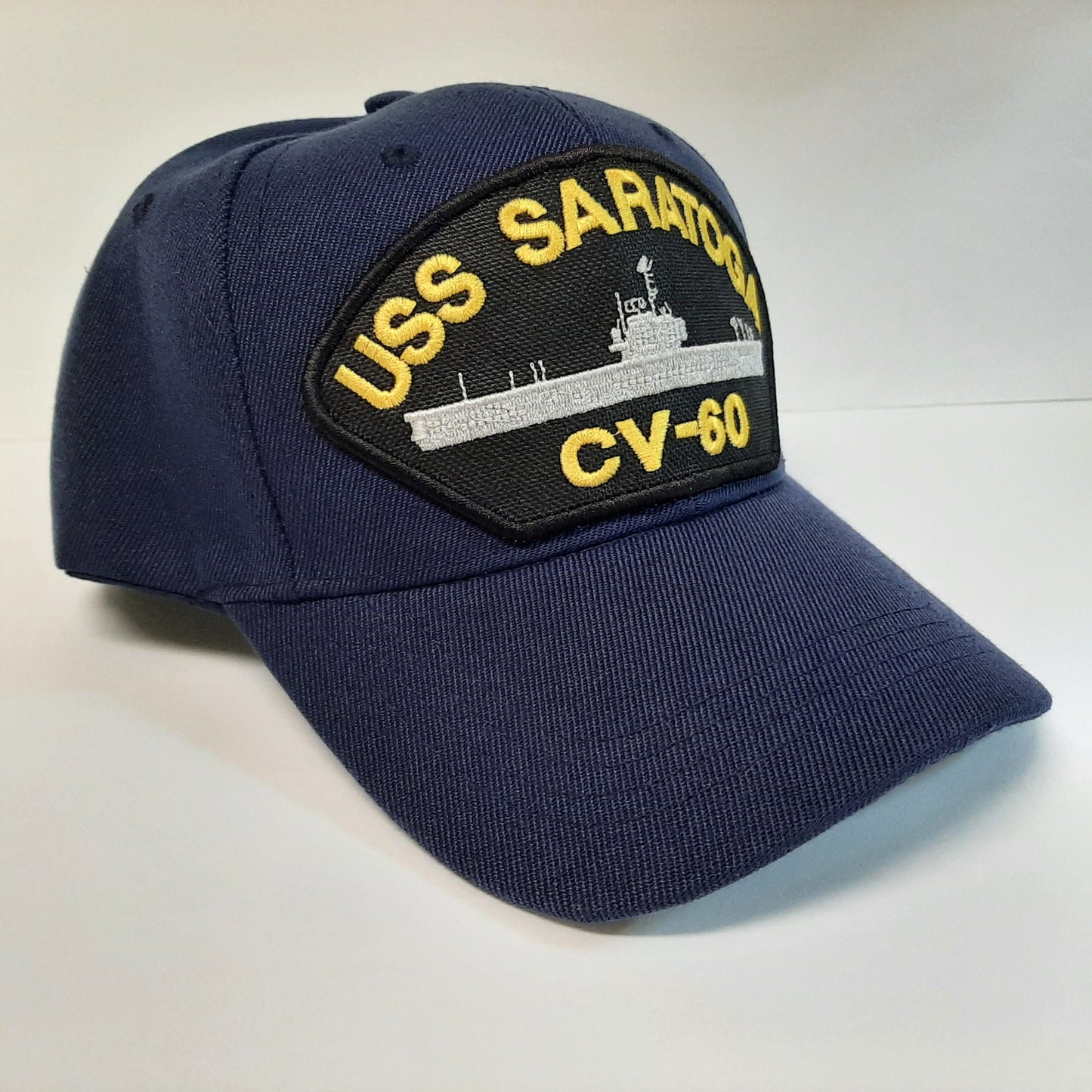 US Navy USS Saratoga CV-60 Men's Patch Cap Hat Navy Blue Acrylic