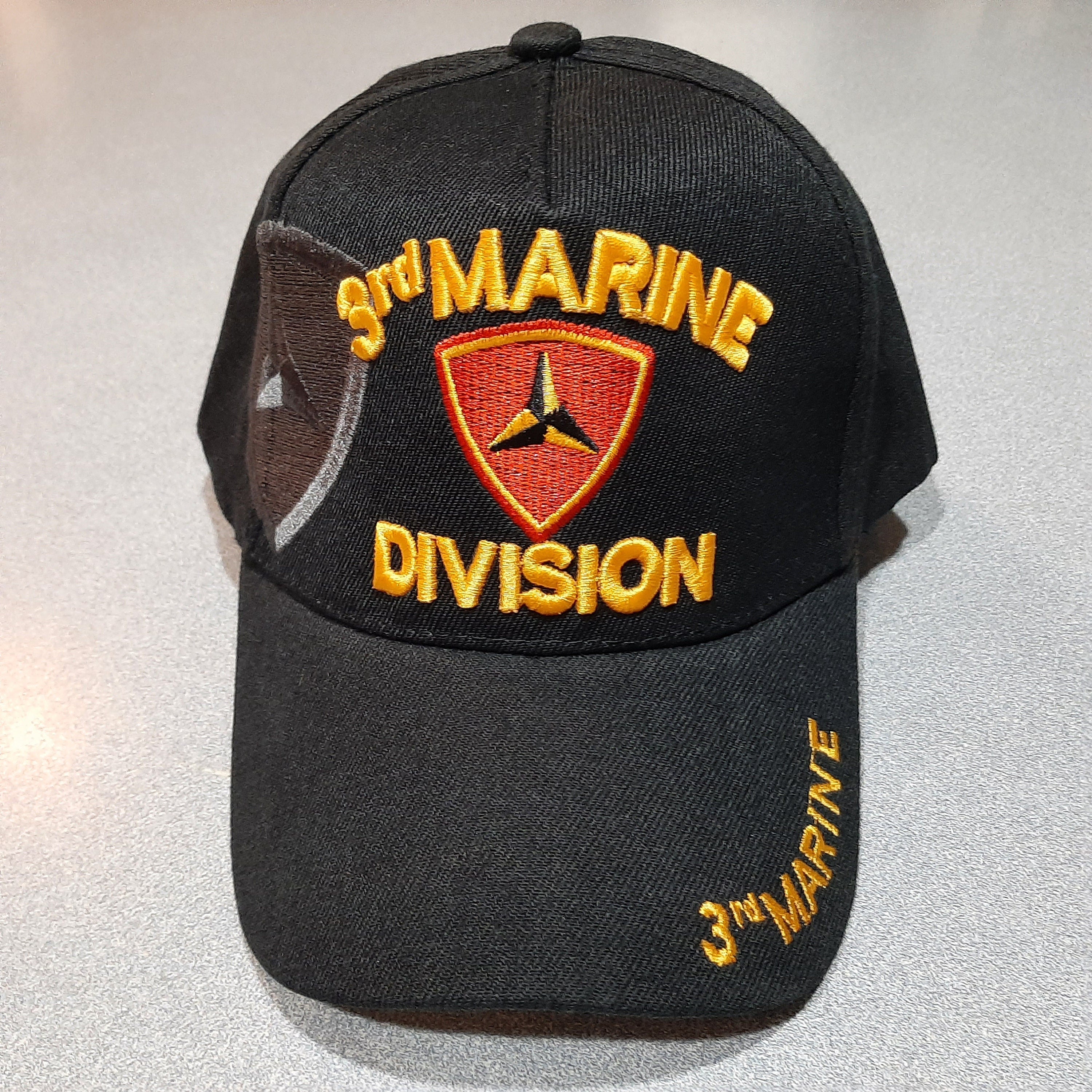 3rd Marine Division Men's Ball Cap Hat Black Embroidered Acrylic