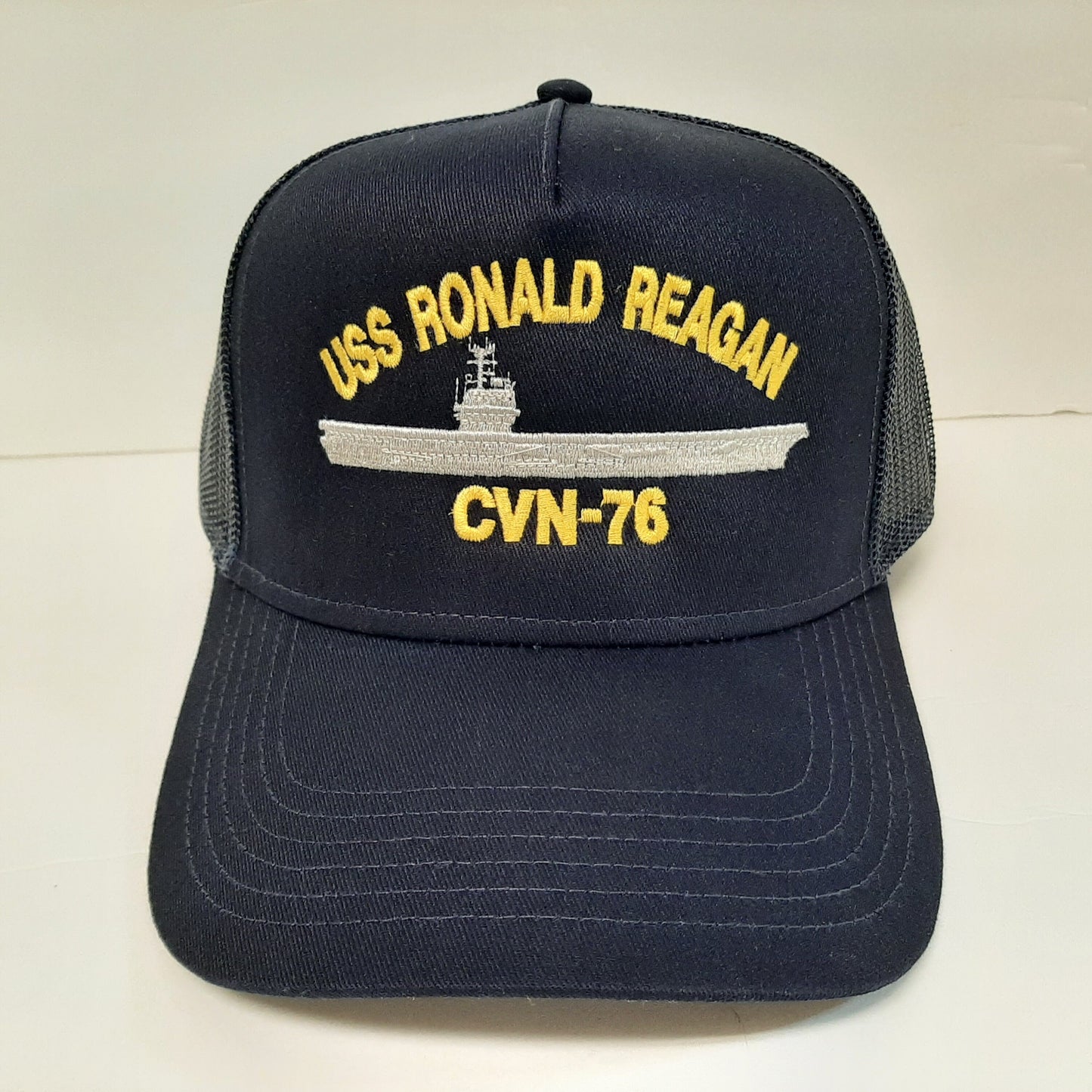 USS Ronald Reagan CVN-76 U.S Navy Ship Boat Hat Cap Mesh Snapback Blue Curved