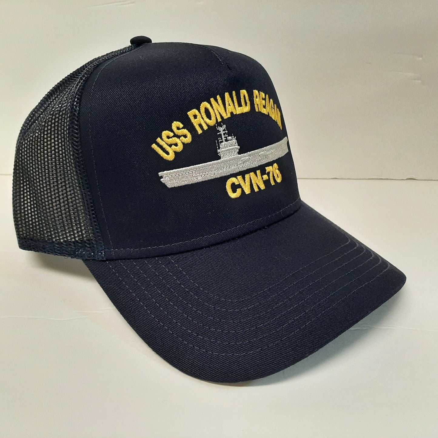 USS Ronald Reagan CVN-76 U.S Navy Ship Boat Hat Cap Mesh Snapback Blue Curved